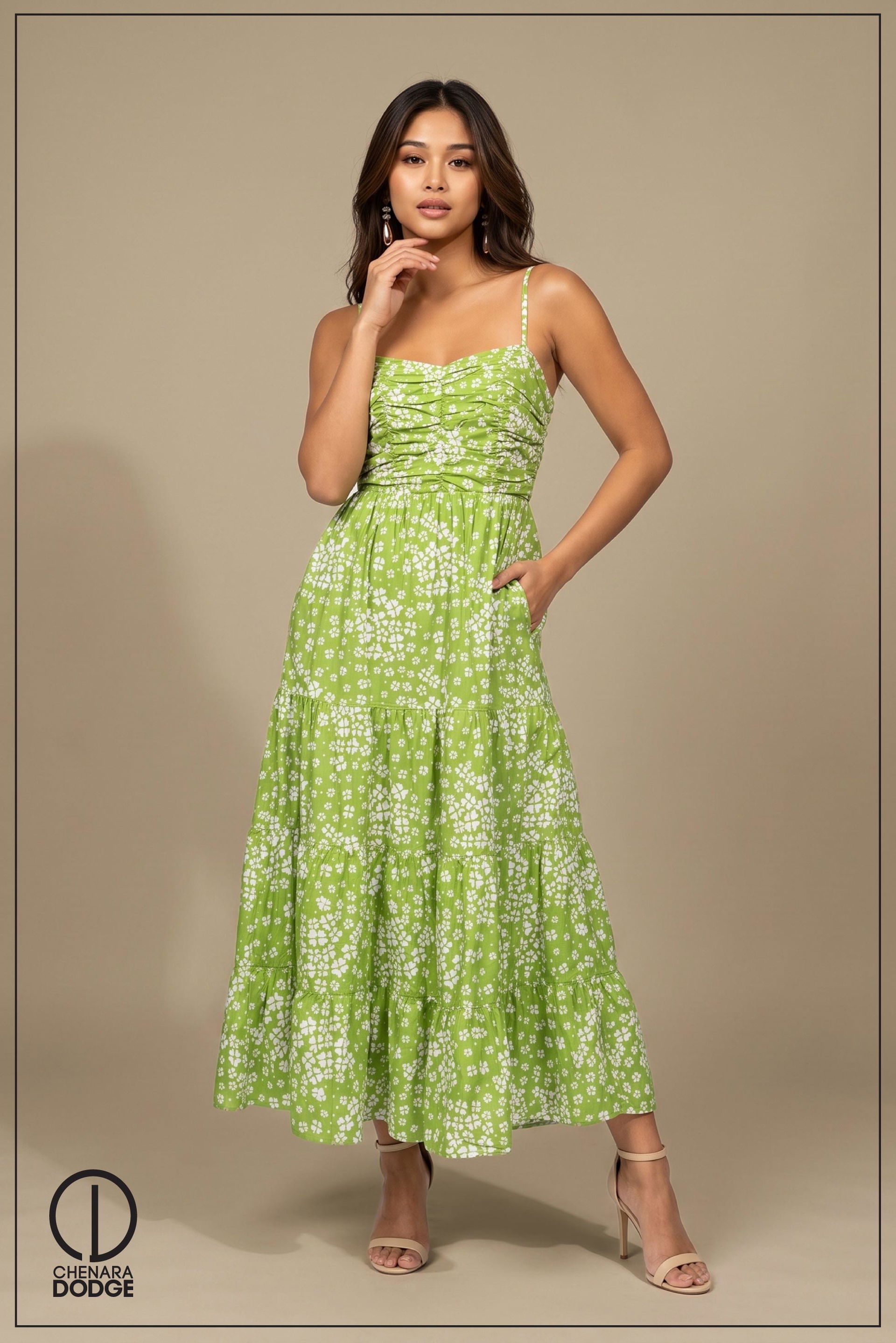 CLAUDIA GATHERED DETAIL MAXI DRESS