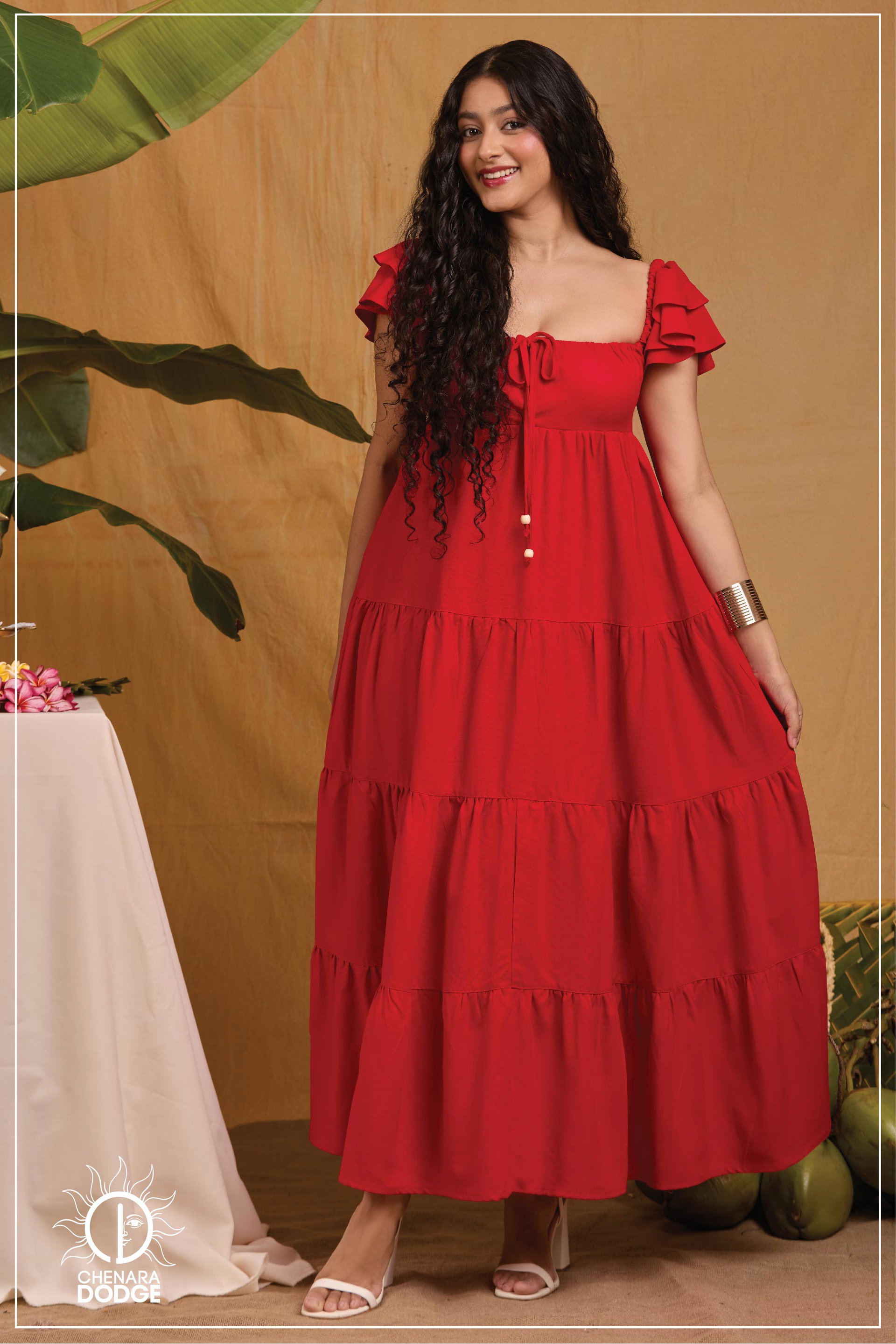CLIARA FRILL SLEEVE MAXI DRESS