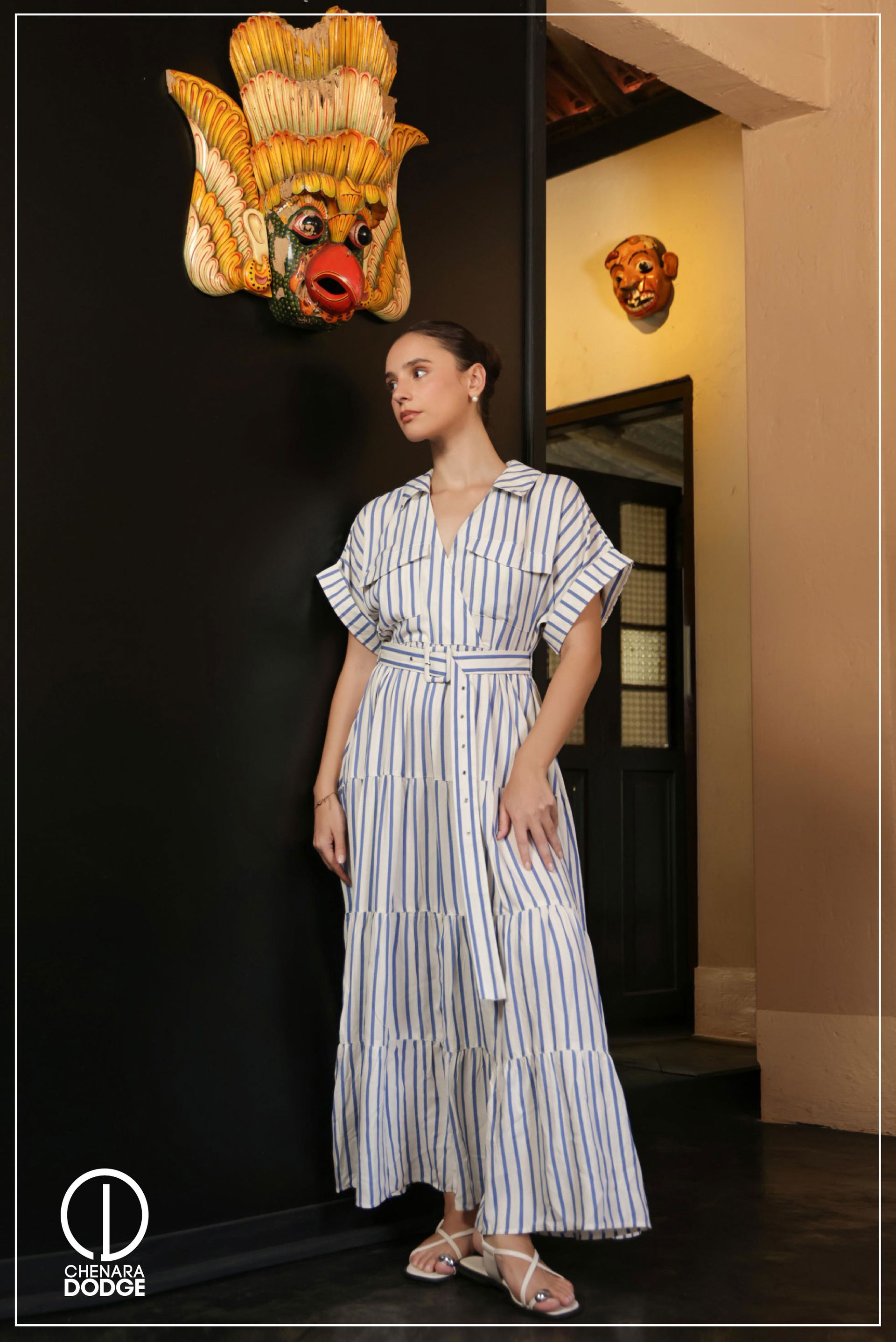 COLLAR DETAILED MAXI DRESS