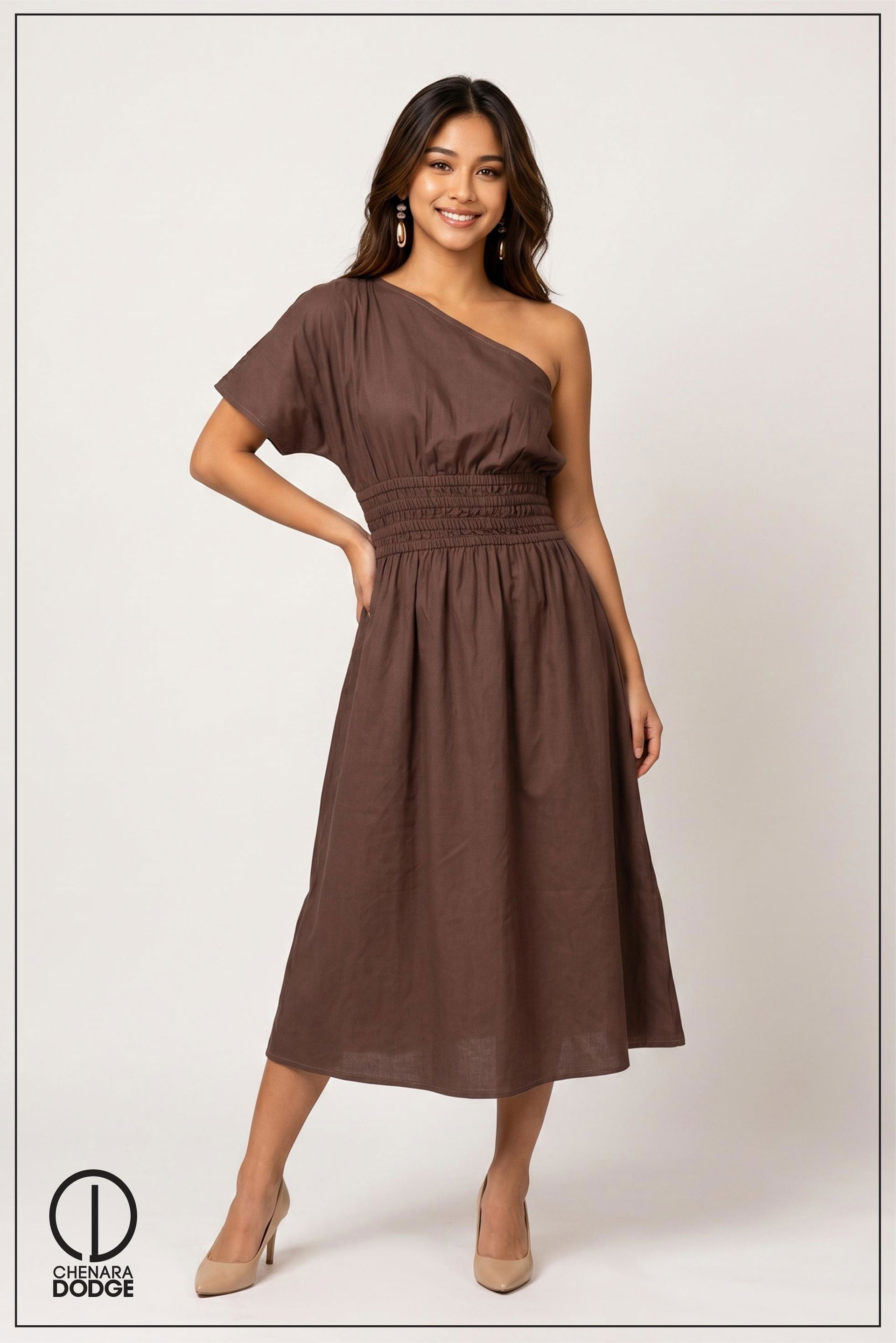 CYNTHIA ONE SHOULDER  MIDI DRESS