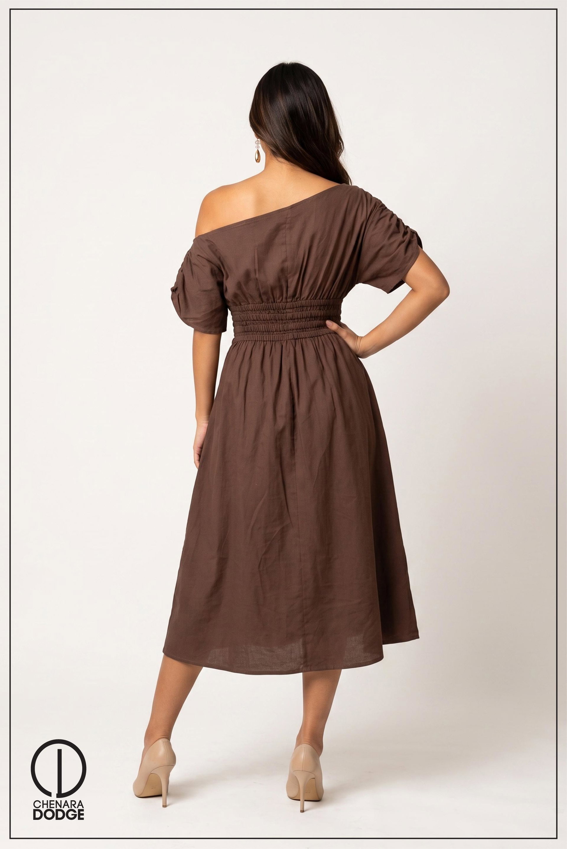 CYNTHIA ONE SHOULDER  MIDI DRESS