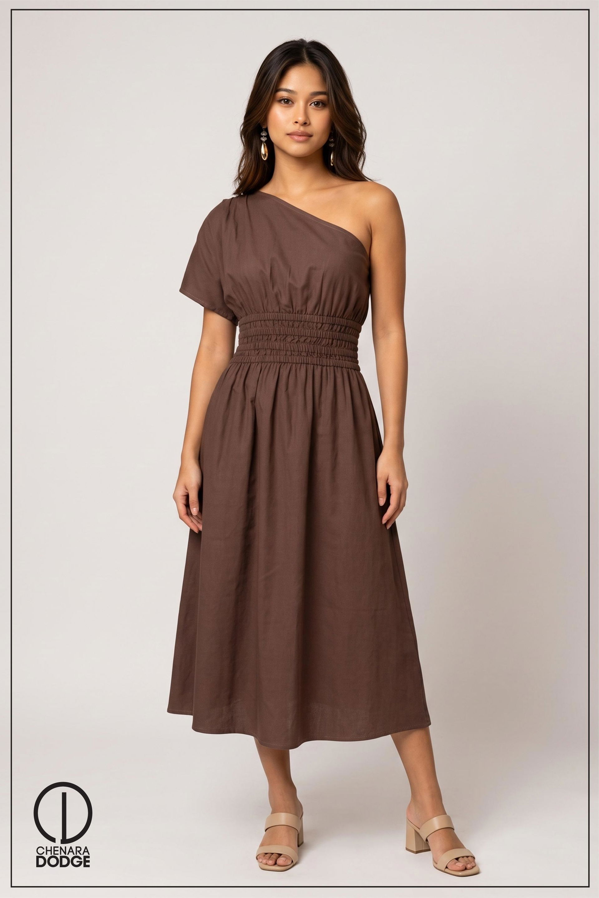 CYNTHIA ONE SHOULDER  MIDI DRESS