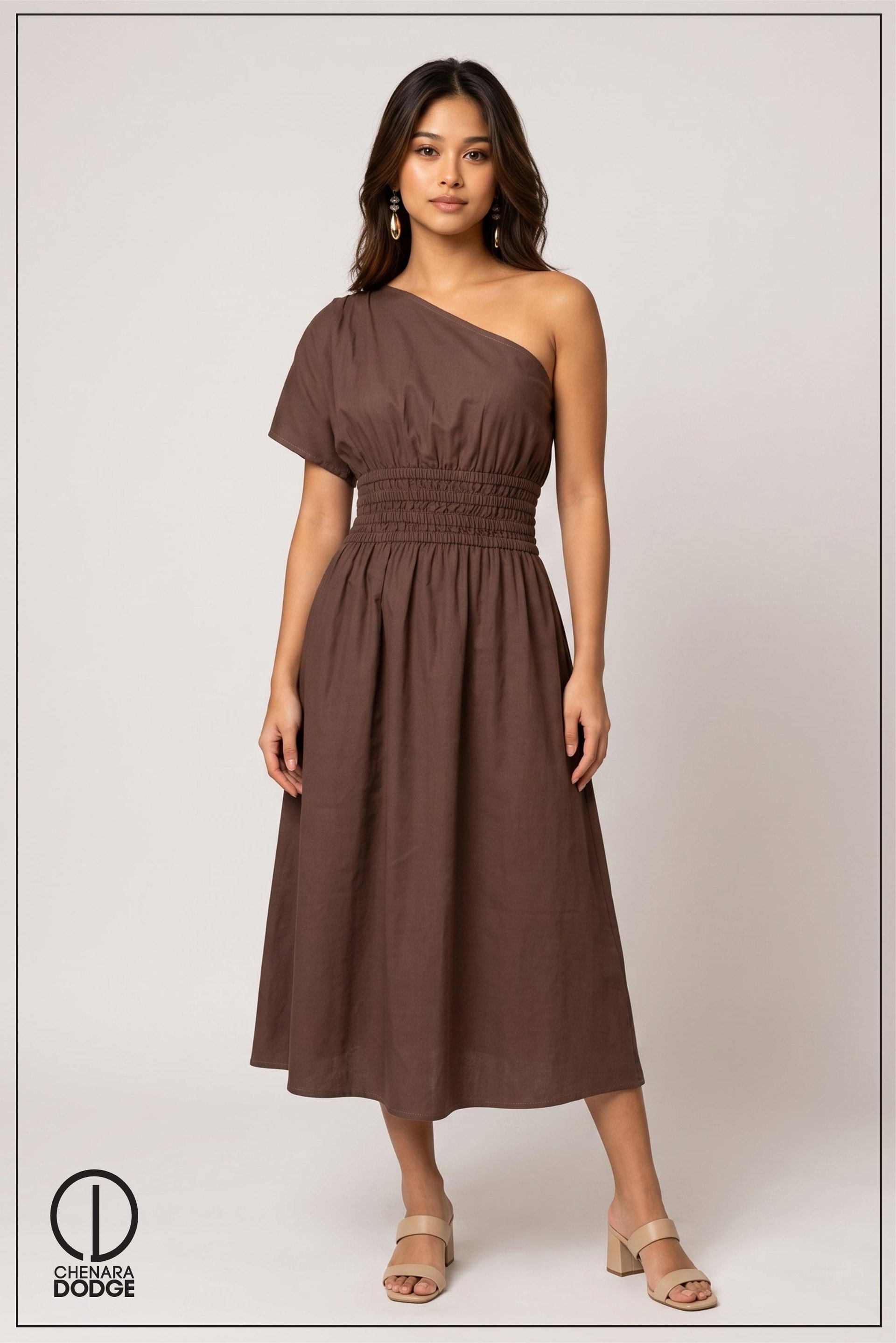 CYNTHIA ONE SHOULDER  MIDI DRESS