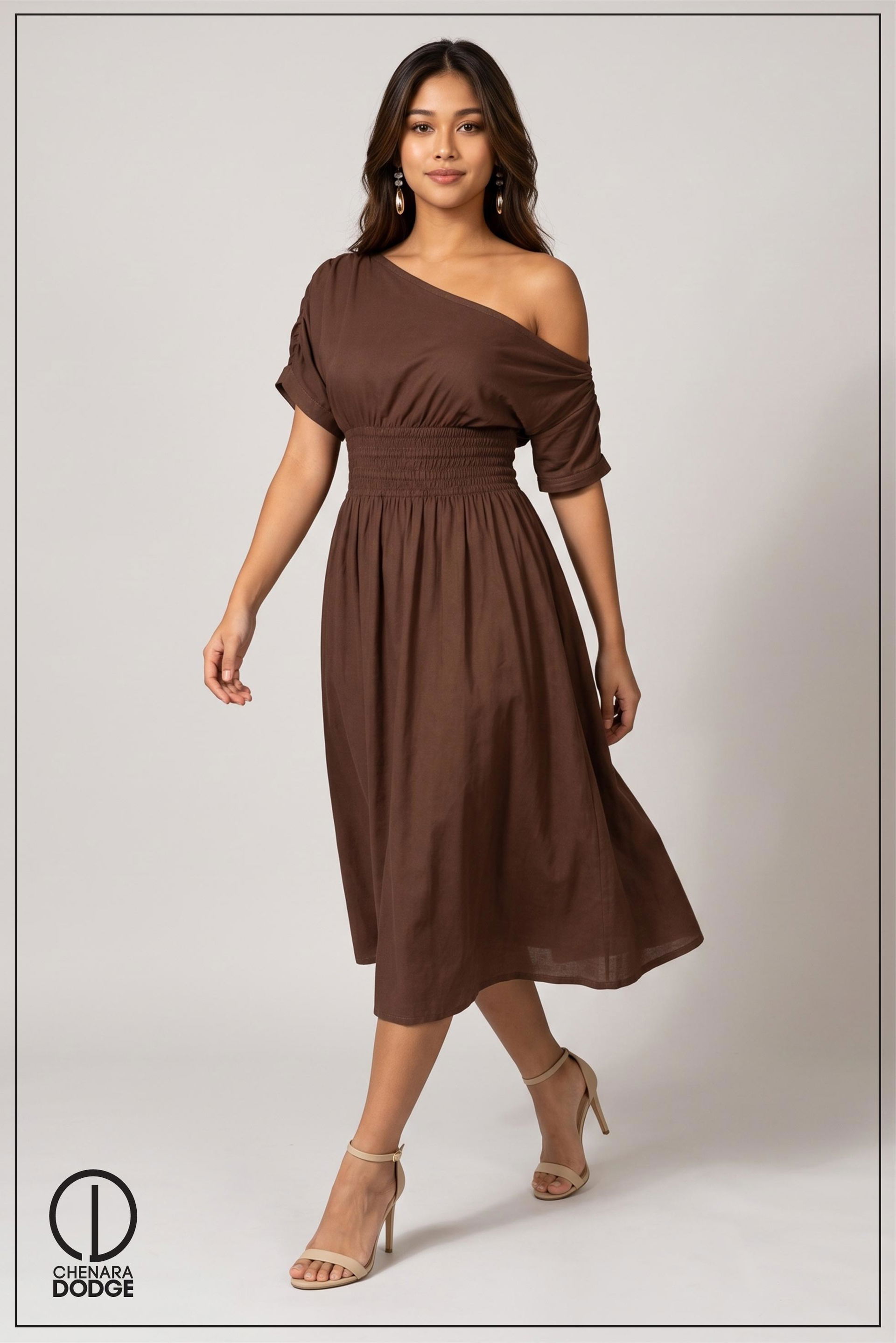 CYNTHIA ONE SHOULDER  MIDI DRESS