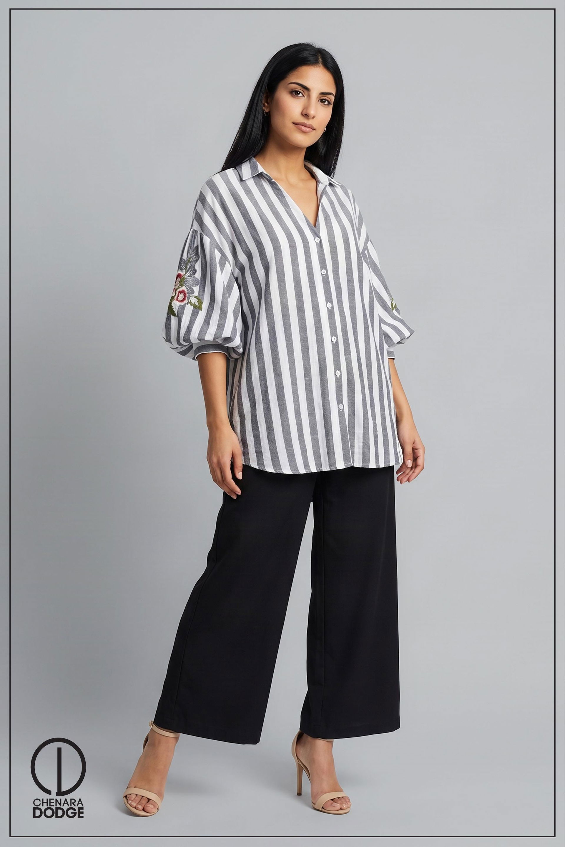 DROP SHOULDER OVERSIZED EMB SHIRT