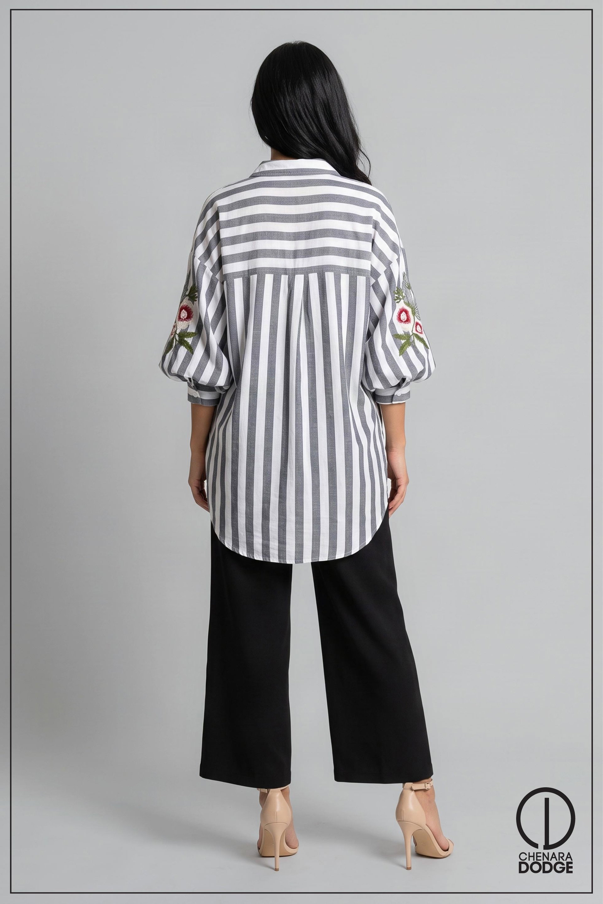 DROP SHOULDER OVERSIZED EMB SHIRT