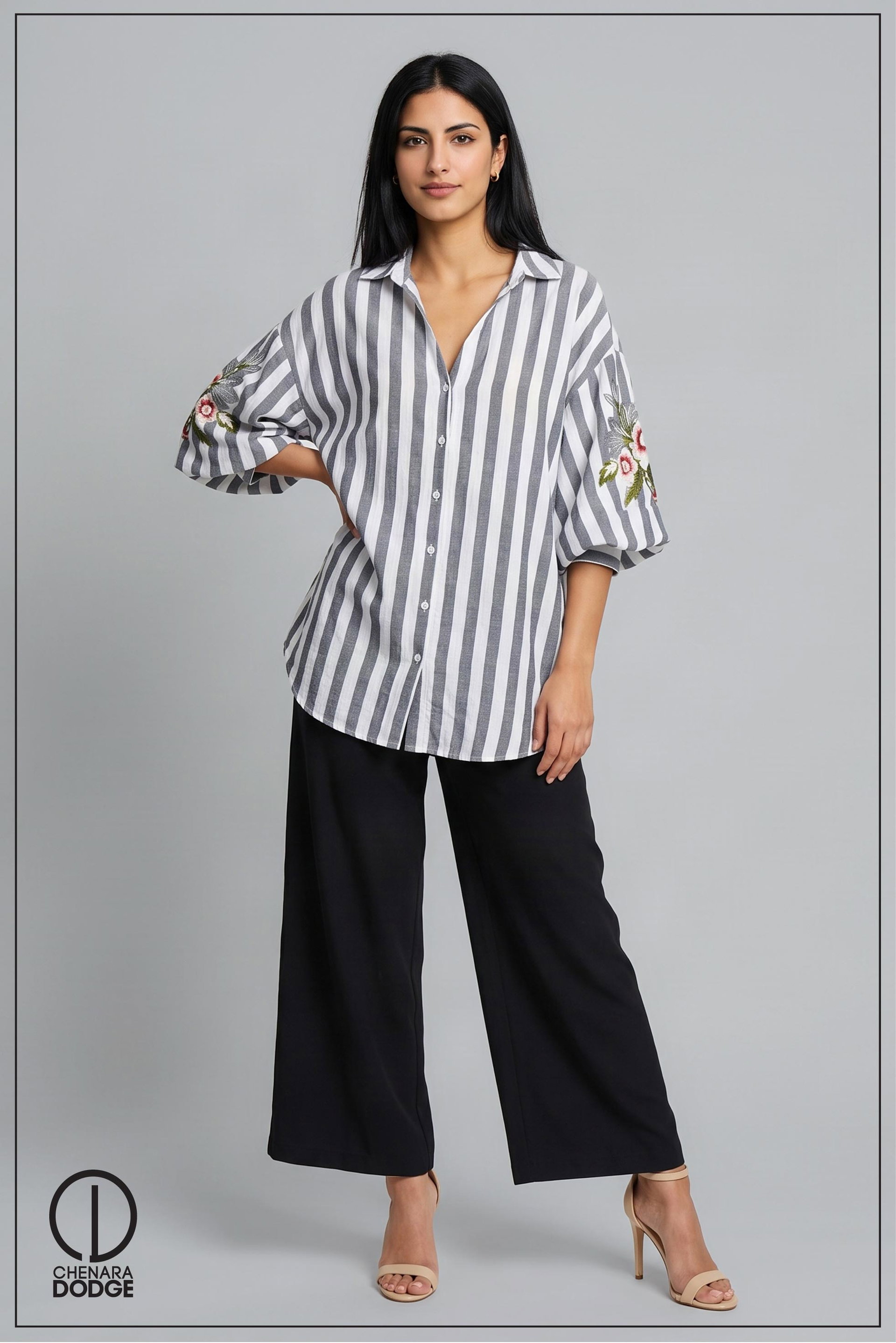 DROP SHOULDER OVERSIZED EMB SHIRT