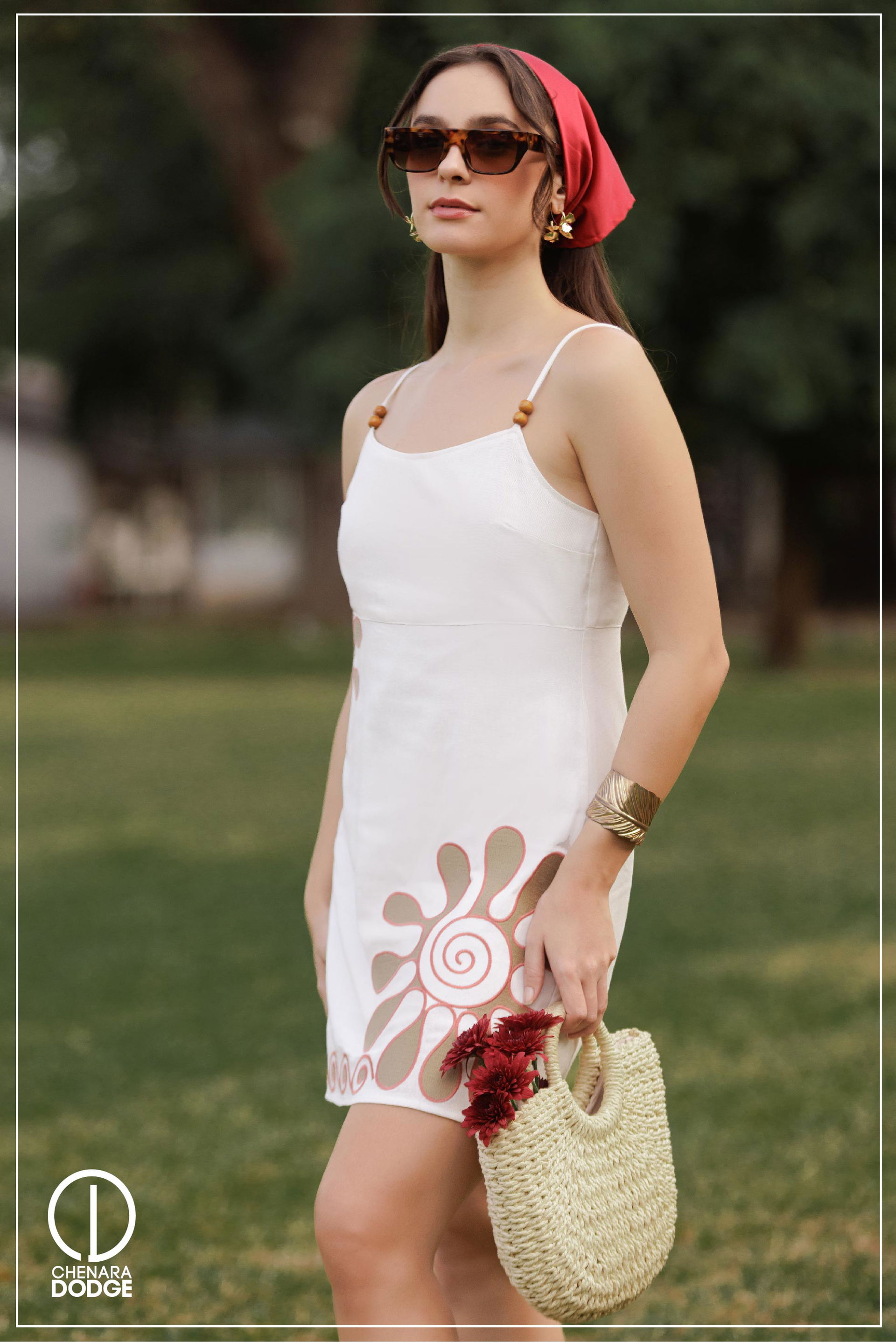 ELENA A-LINE EMB MINI DRESS