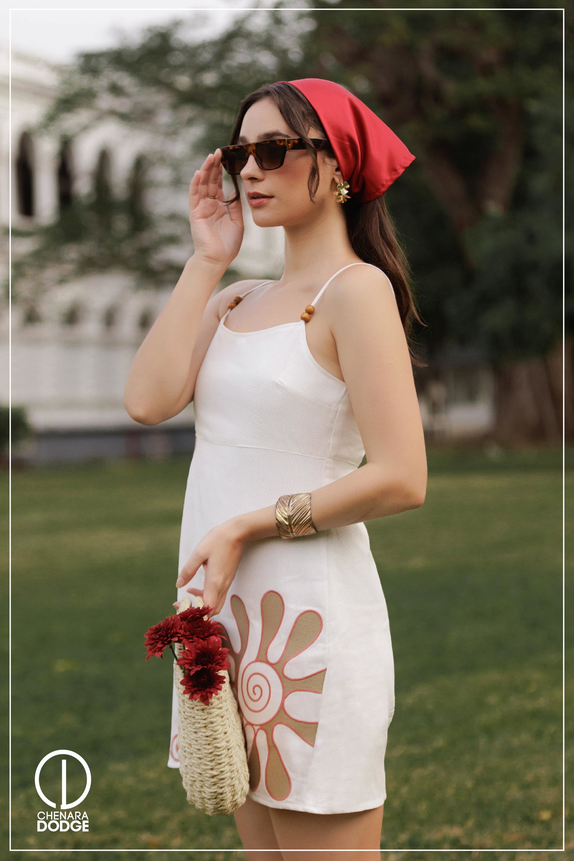 ELENA A-LINE EMB MINI DRESS