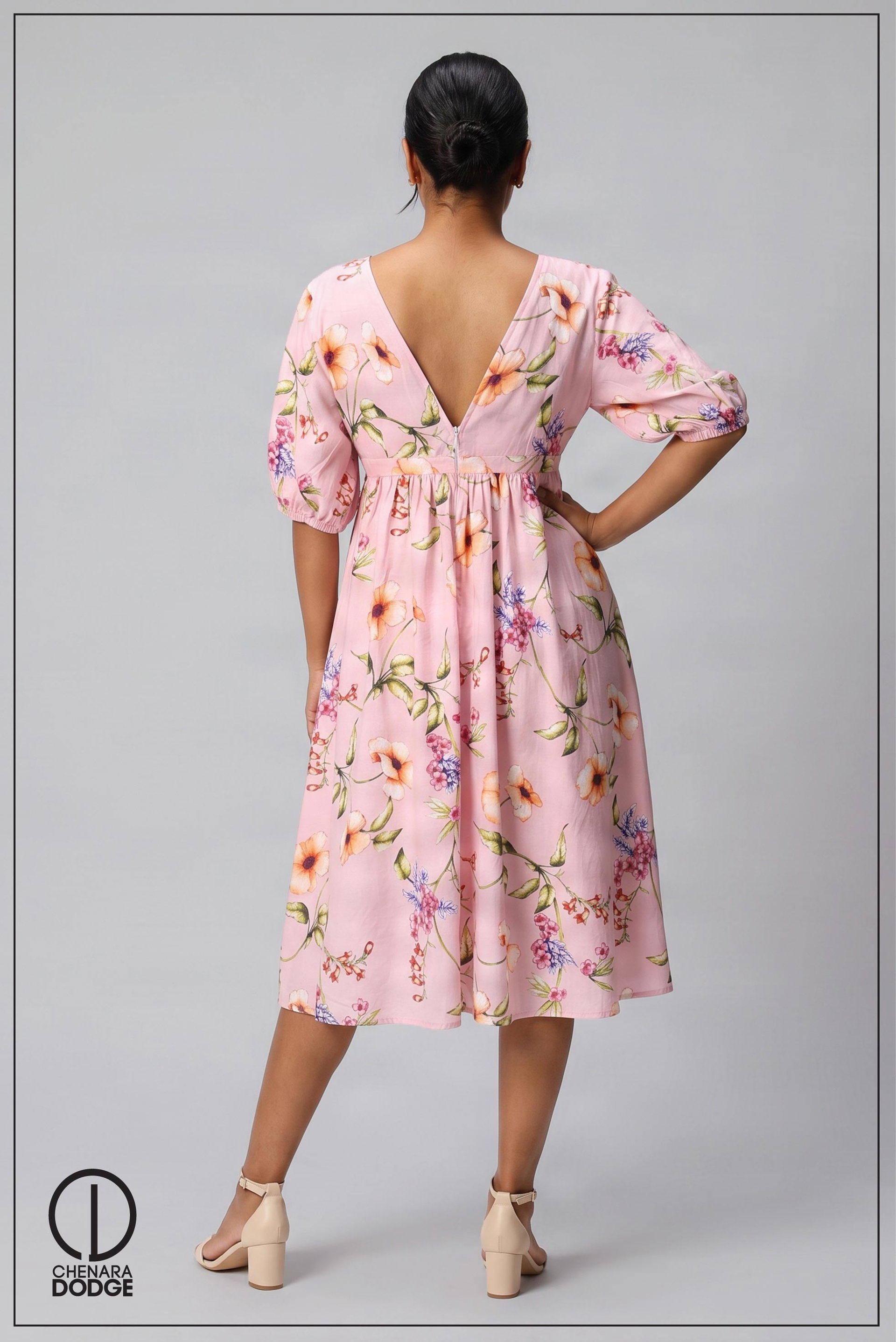 ELESSE V NECK MIDI DRESS