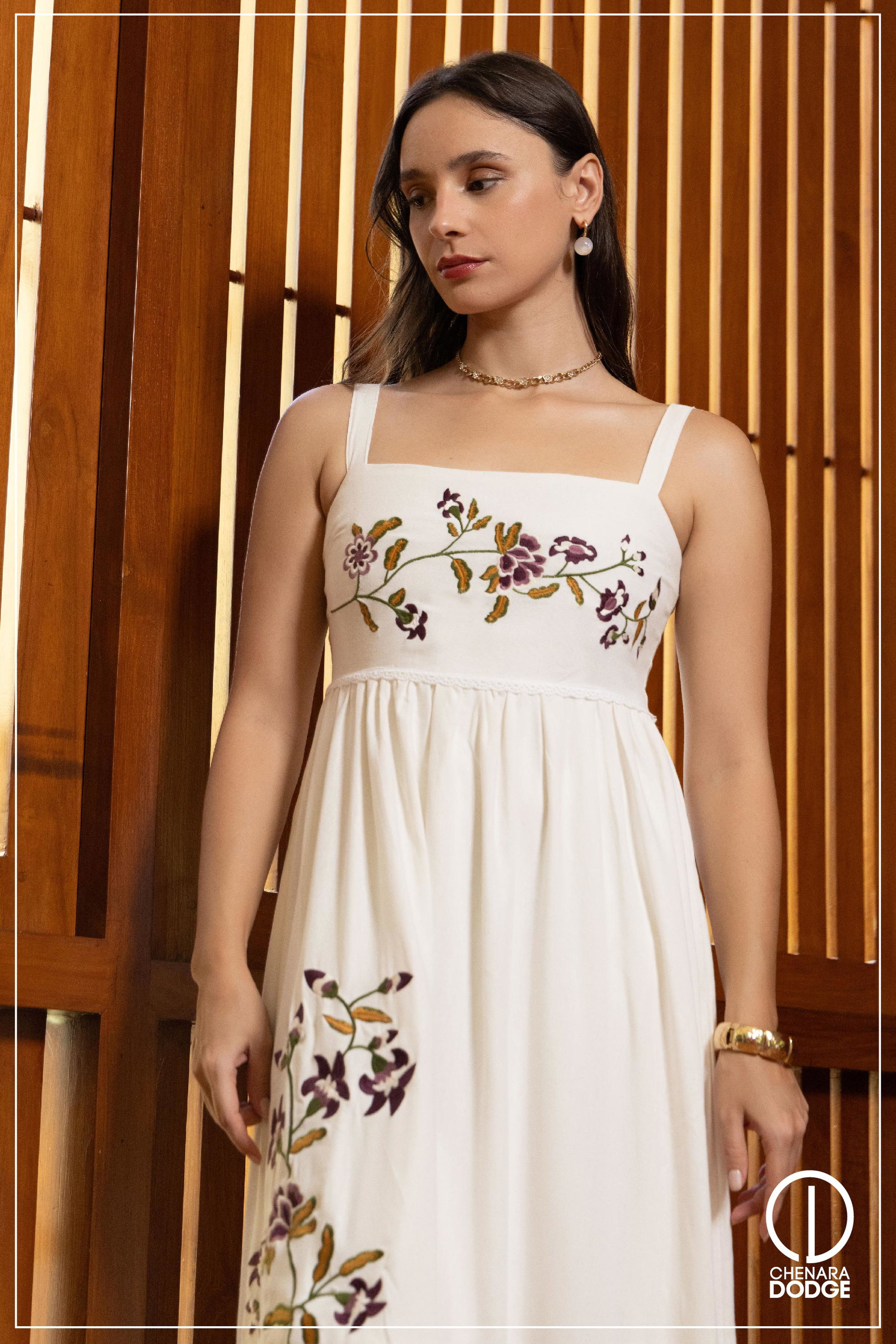 ELIANA EMB SMOCKING DETAILED MAXI DRESS