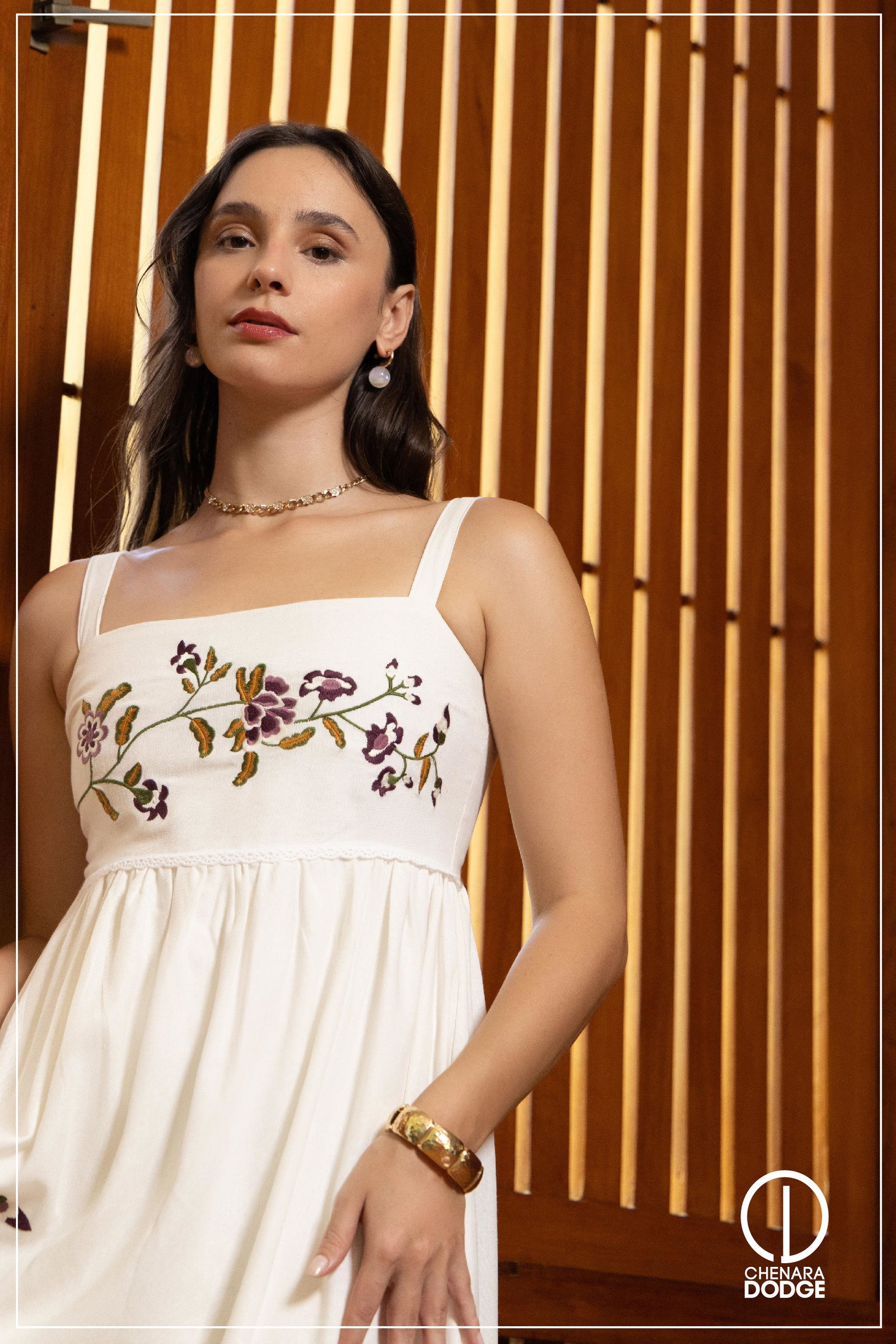 ELIANA EMB SMOCKING DETAILED MAXI DRESS