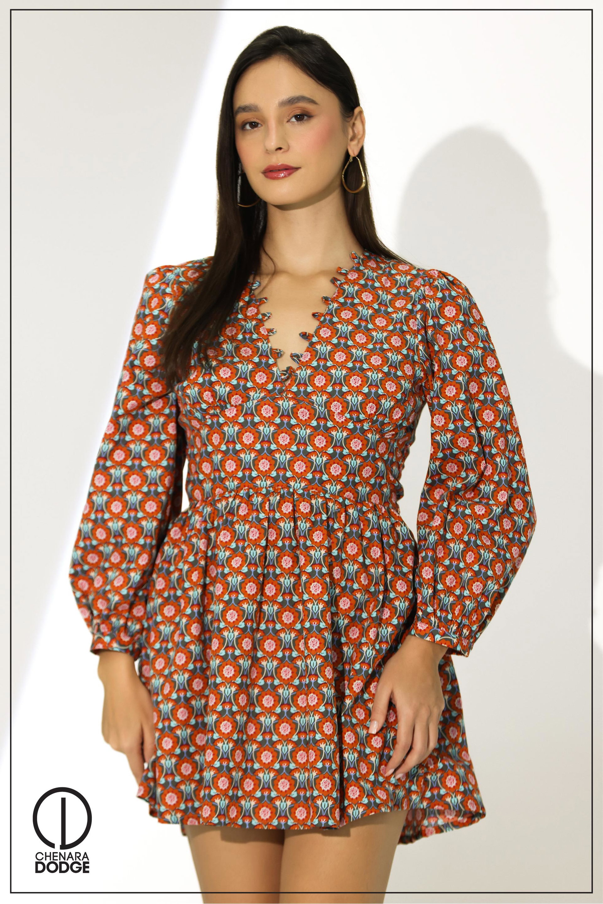 ELINA V NECK MINI DRESS