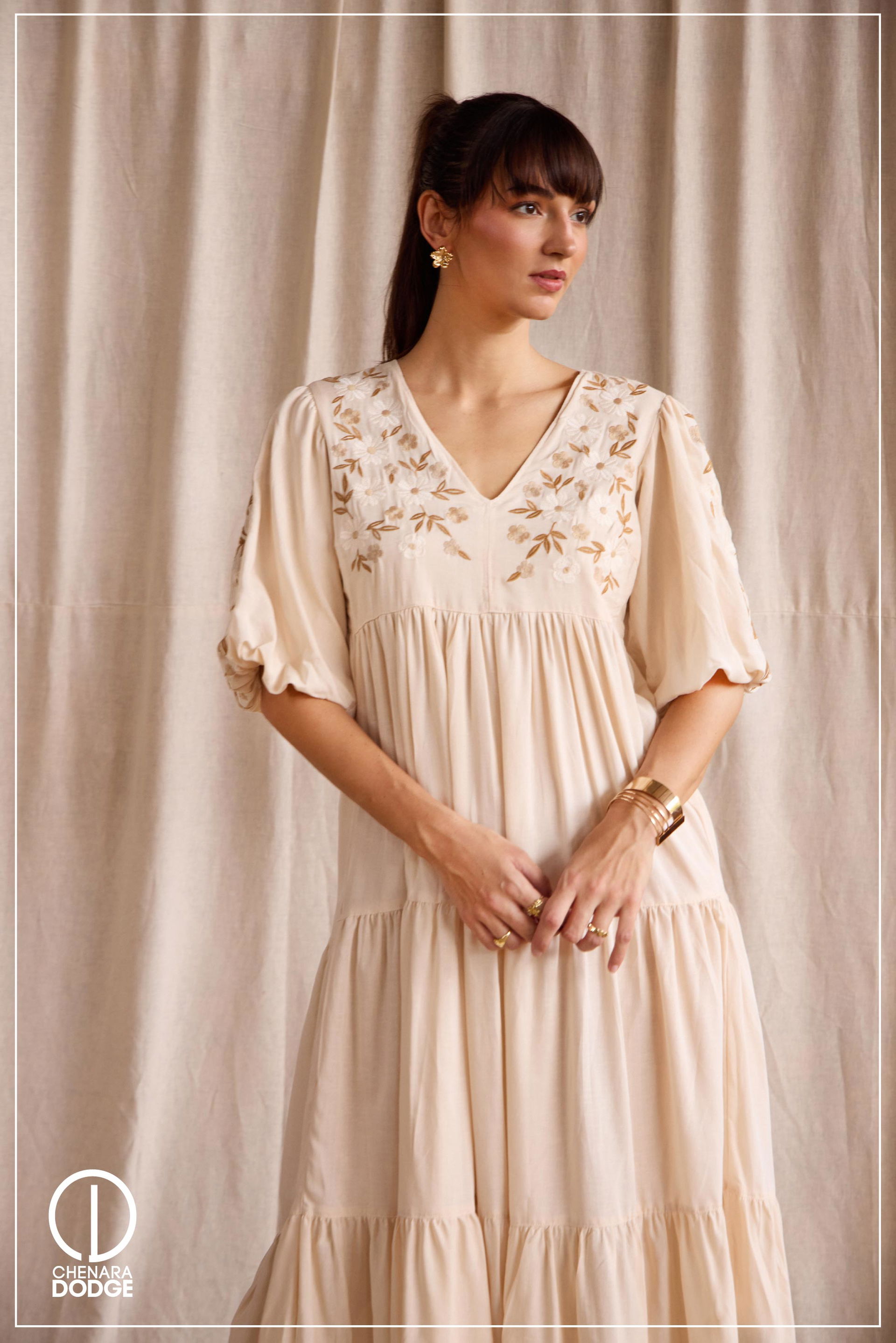ELIZA EMBROIDERED MIDI DRESS