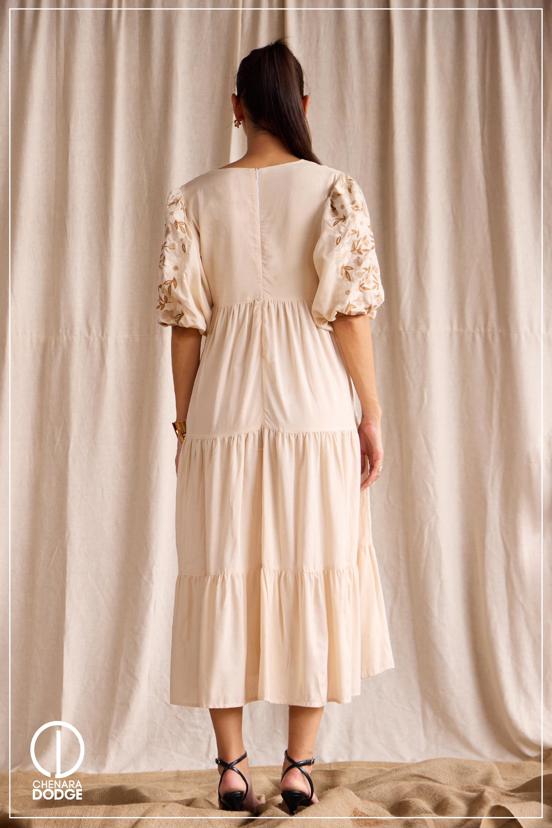 ELIZA EMBROIDERED MIDI DRESS