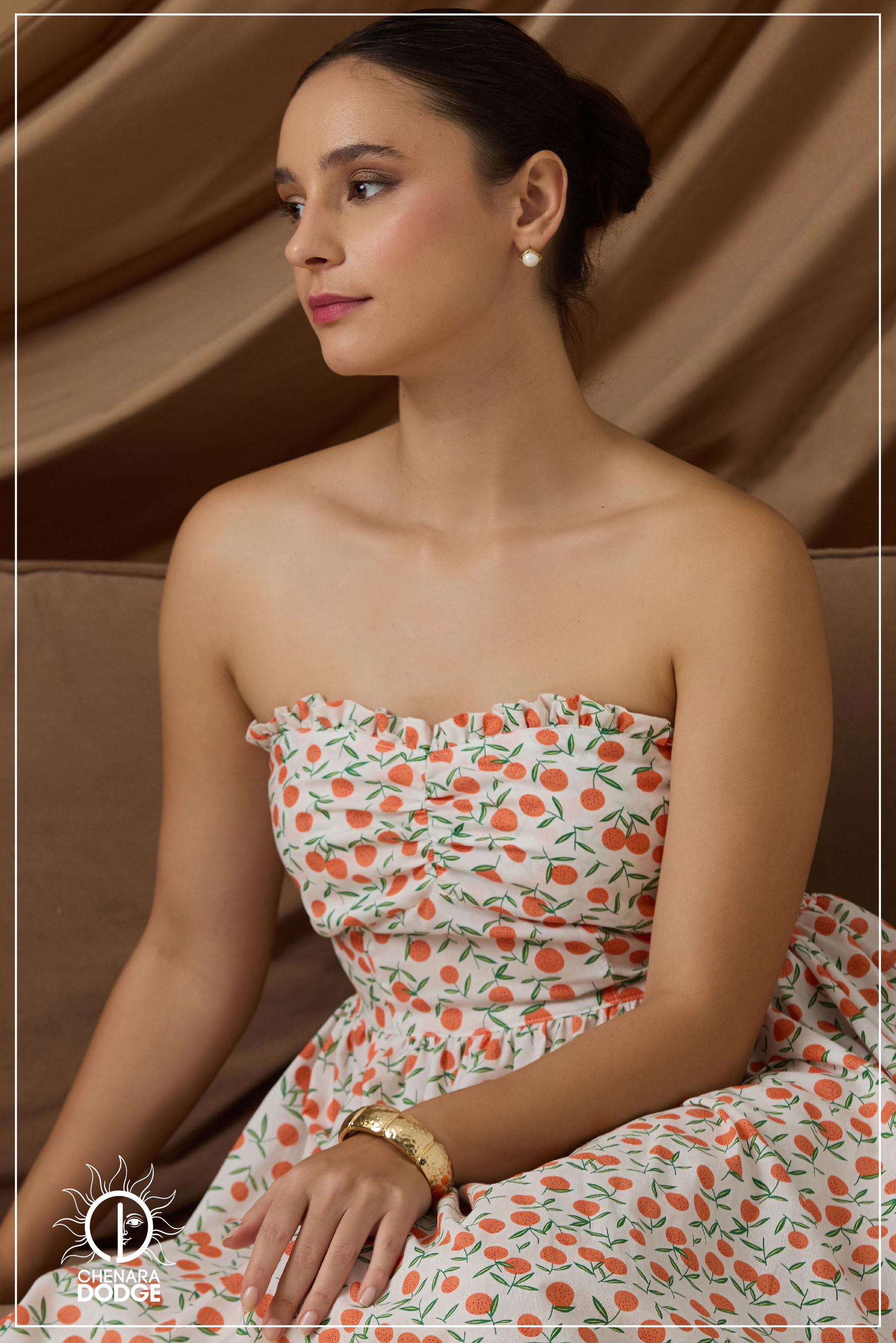 ELSA GATHER DETAILED TUBE MIDI DRESS