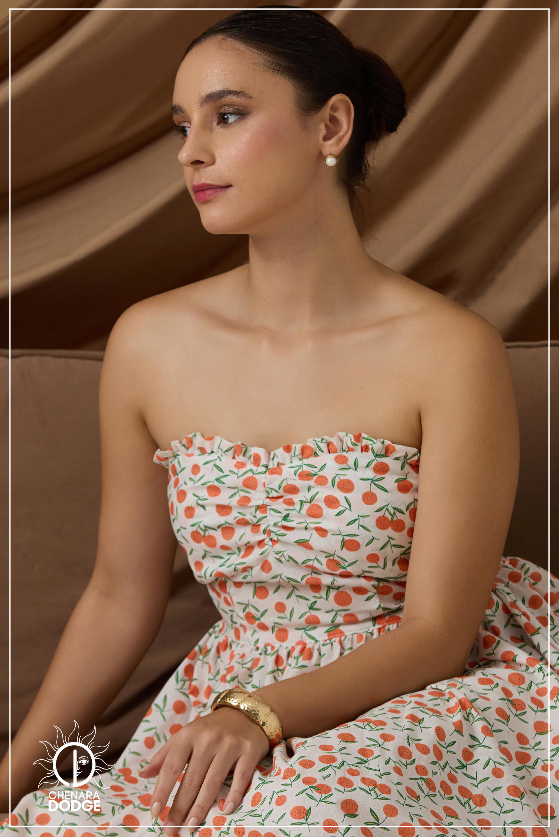ELSA GATHER DETAILED TUBE MIDI DRESS