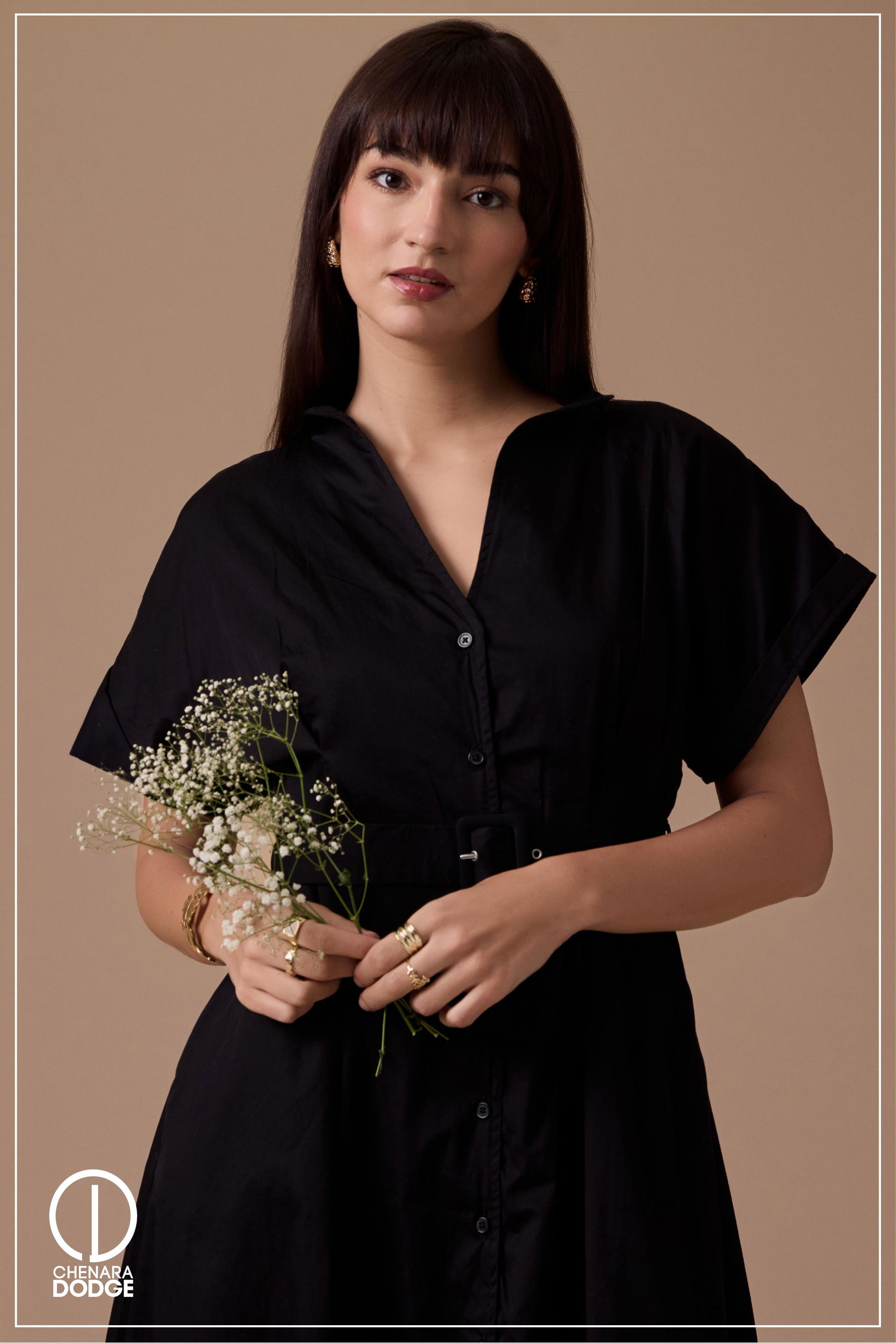  EMILIA V NECK MIDI DRESS 