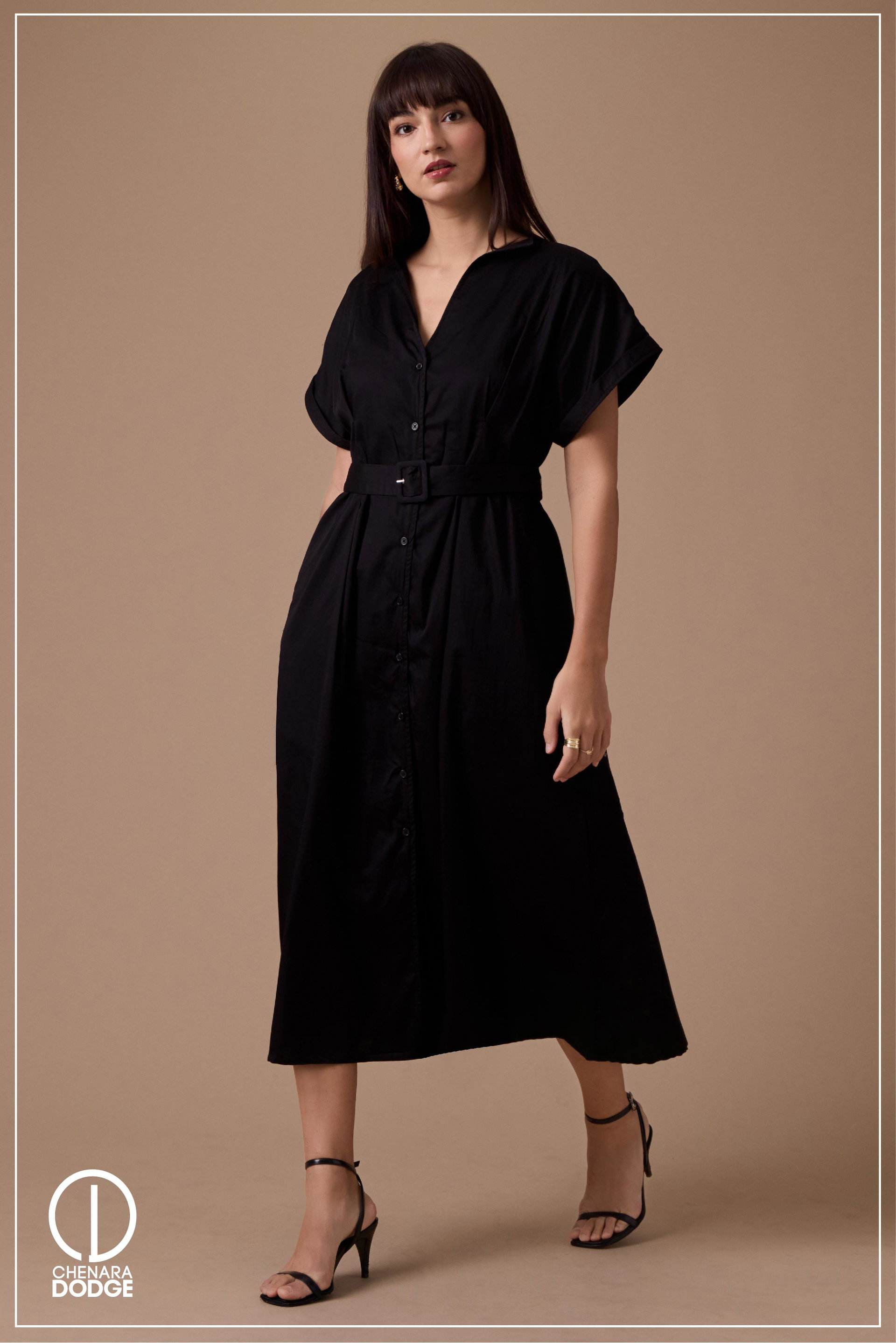  EMILIA V NECK MIDI DRESS 