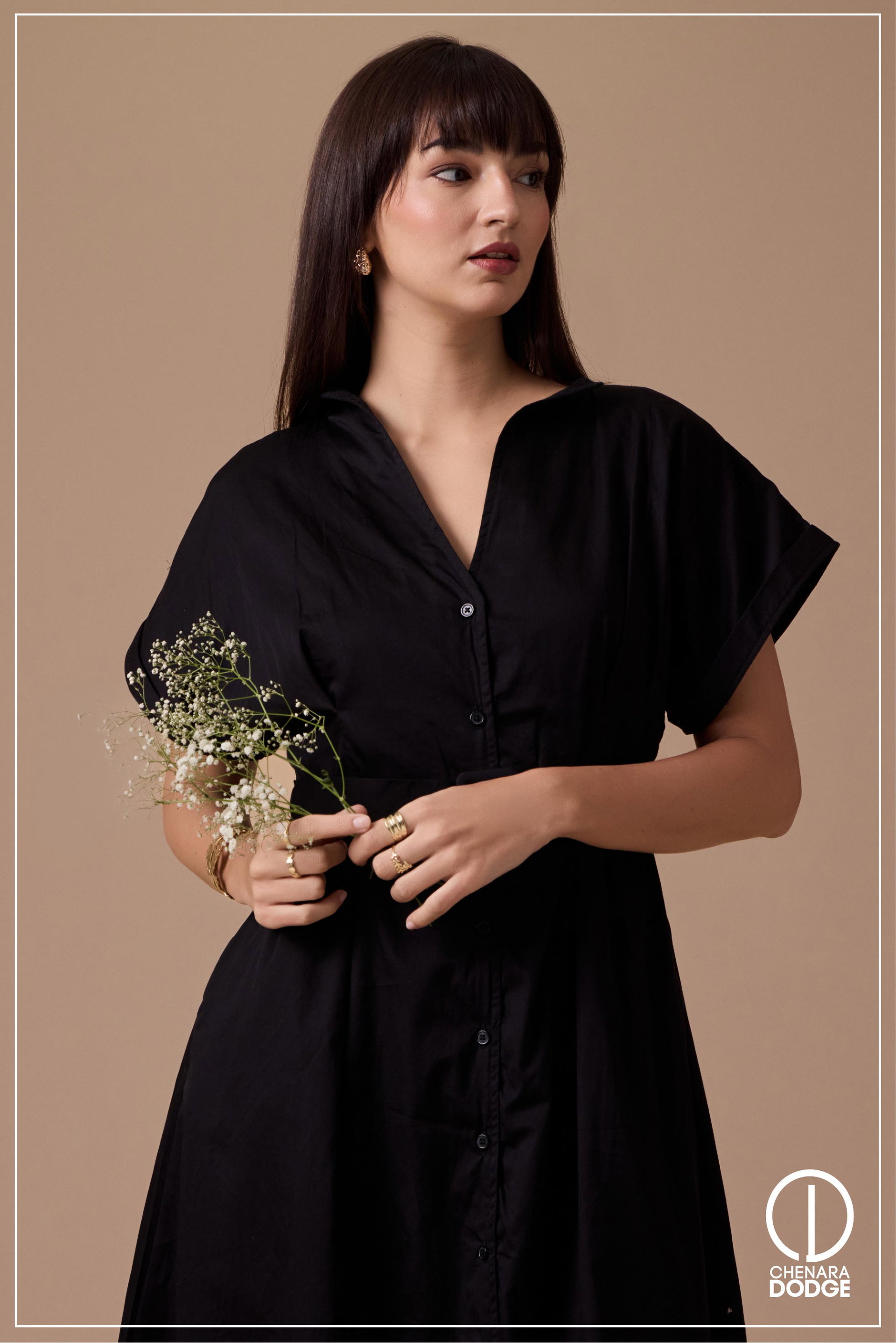  EMILIA V NECK MIDI DRESS 