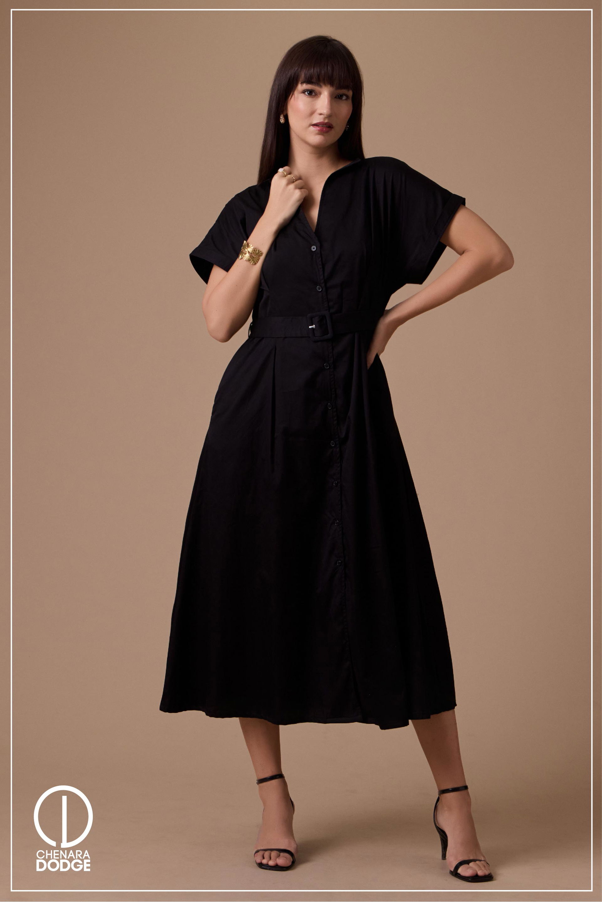  EMILIA V NECK MIDI DRESS 