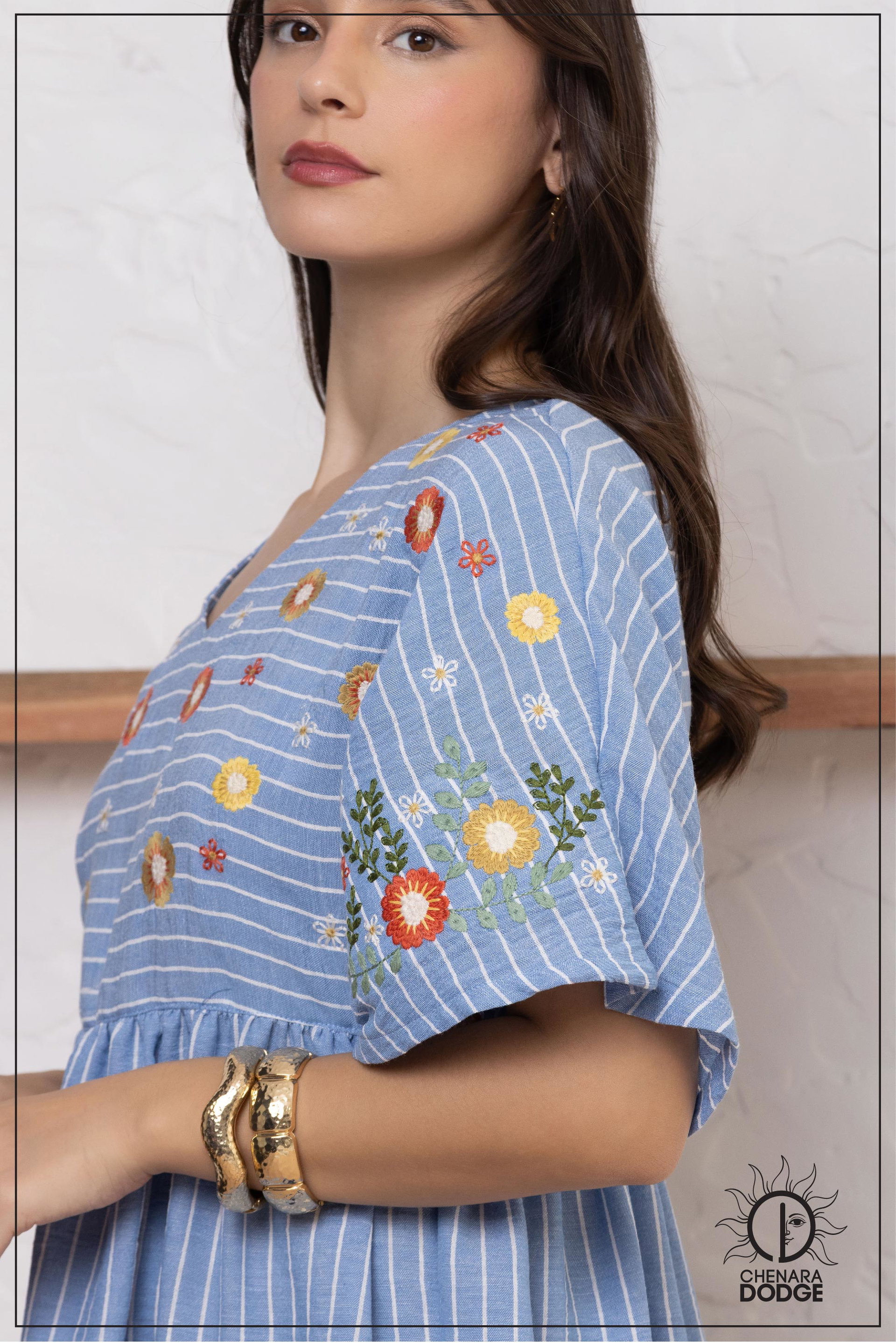 EMMA POCKET DETAIL EMB MINI DRESS