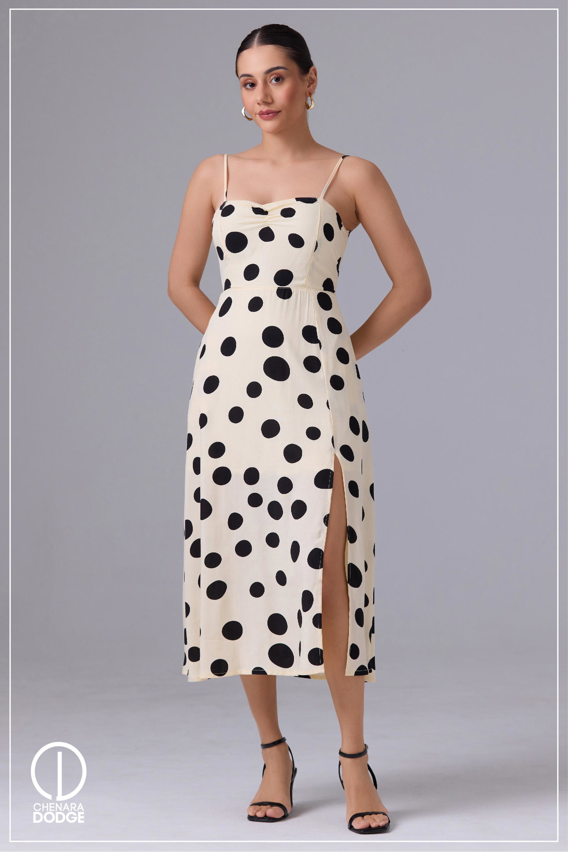 EMMA STRAPPY FRONT SLIT OPEN MIDI DRESS