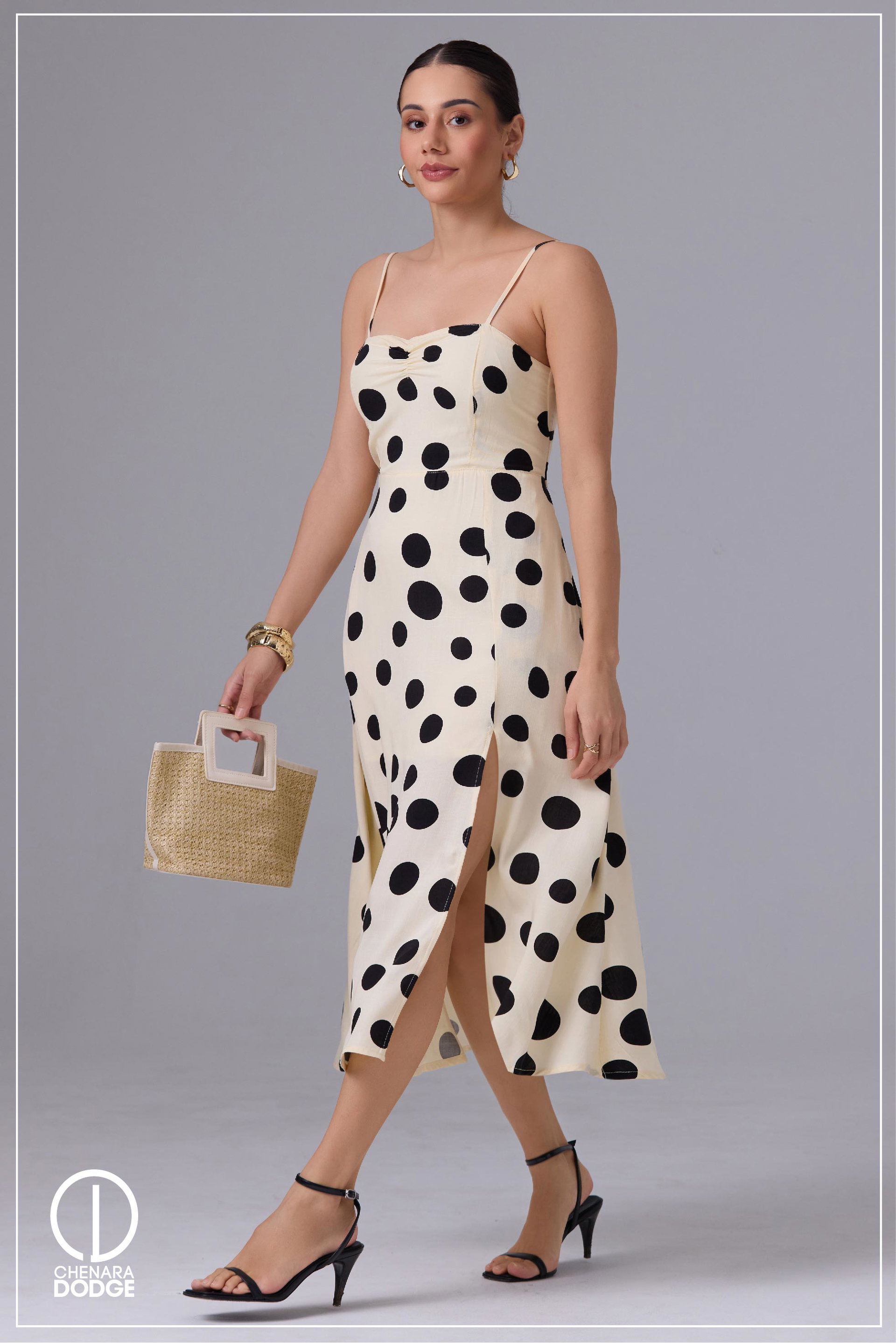 EMMA STRAPPY FRONT SLIT OPEN MIDI DRESS