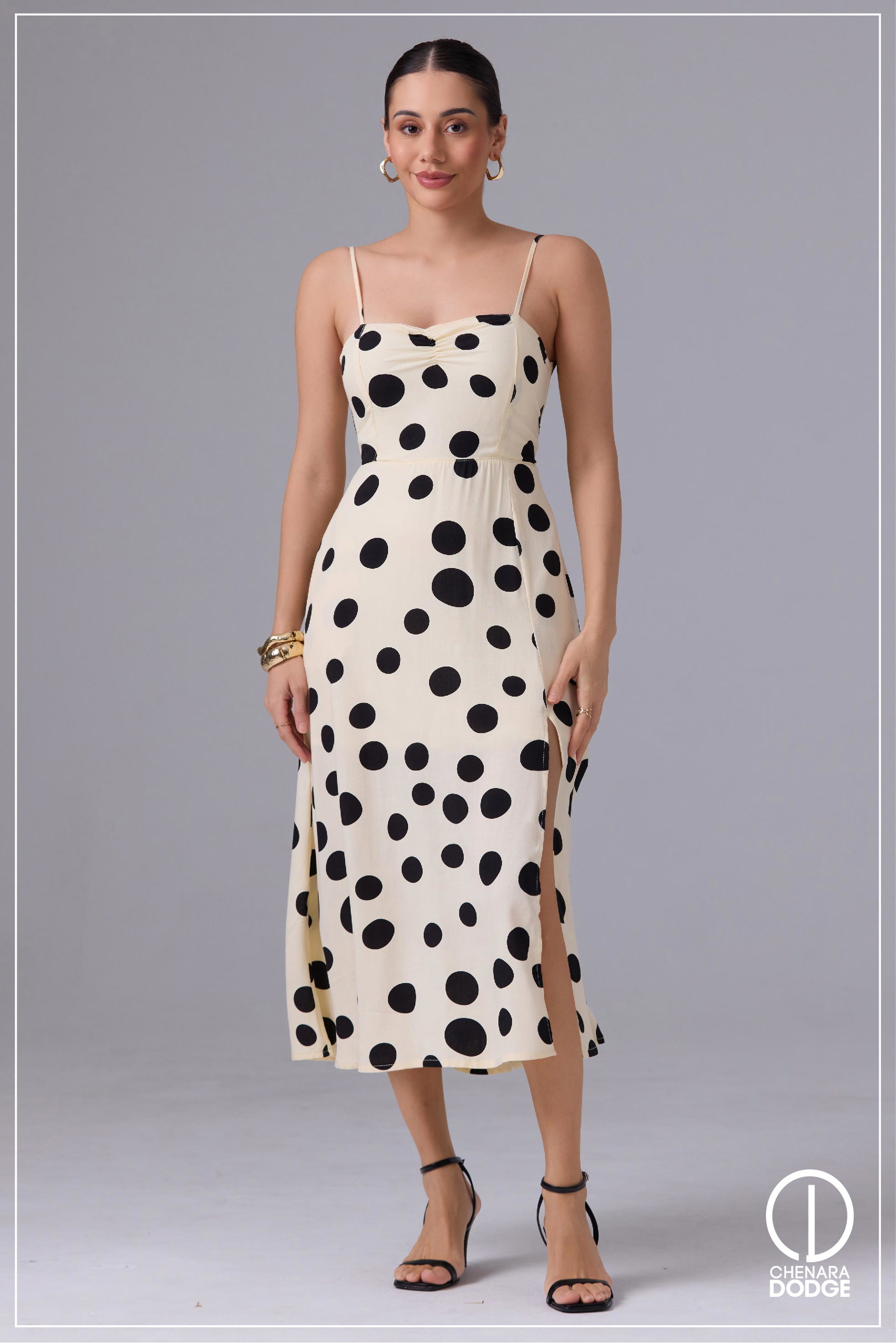 EMMA STRAPPY FRONT SLIT OPEN MIDI DRESS