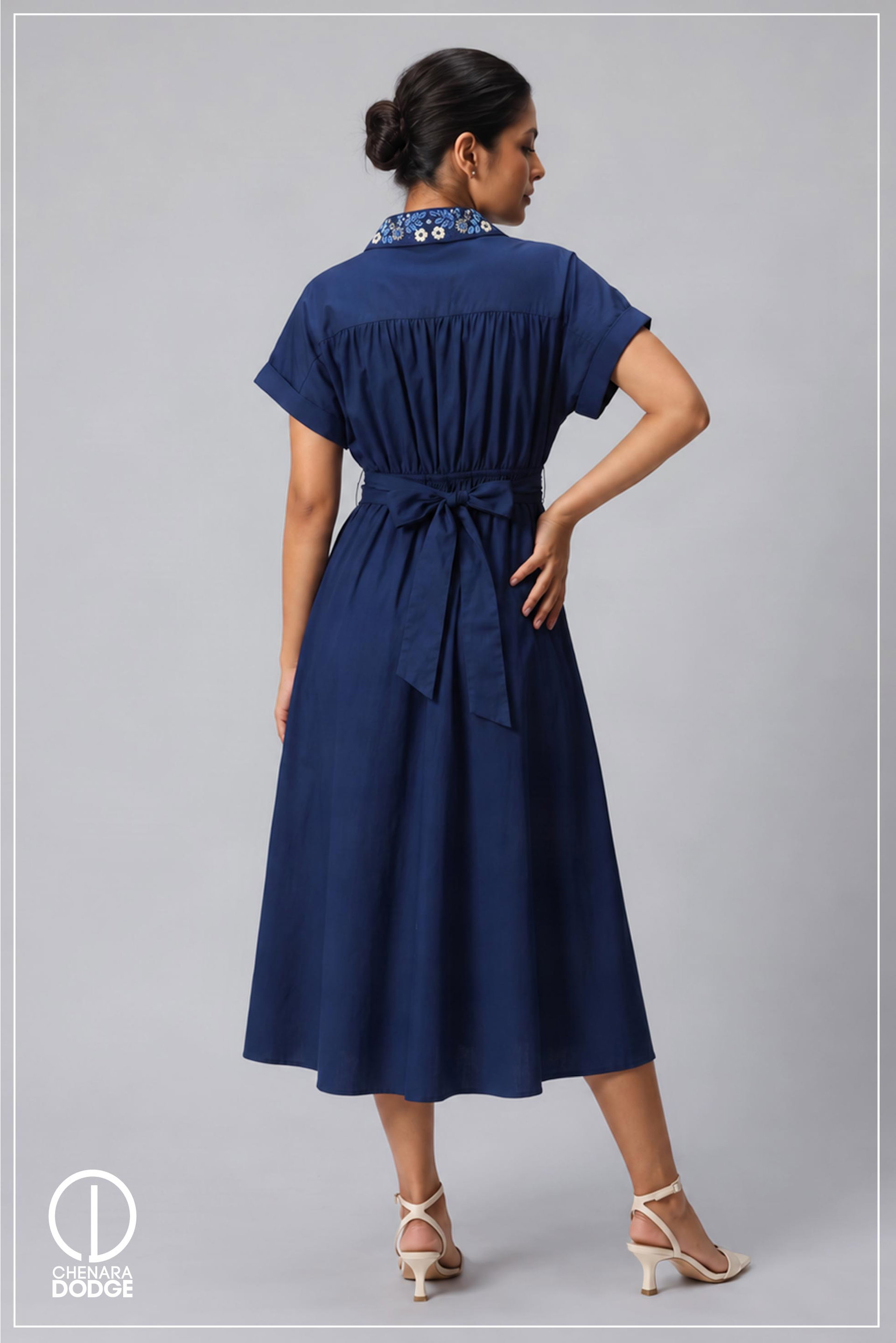 EVANA FRONT TWISTED EMB MAXI  DRESS
