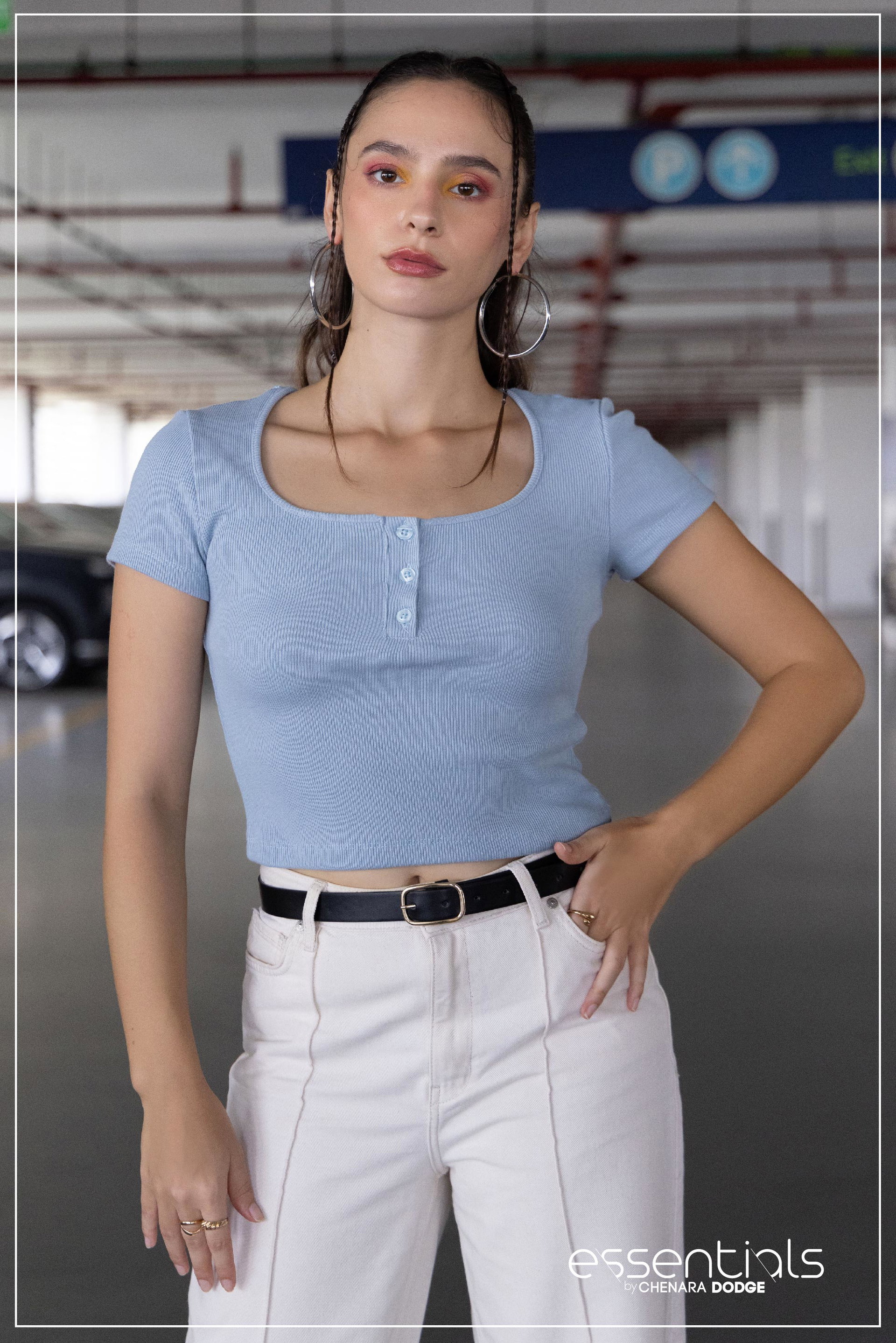 FLORA SQUARE SCOOP NECK RIBBED TOP