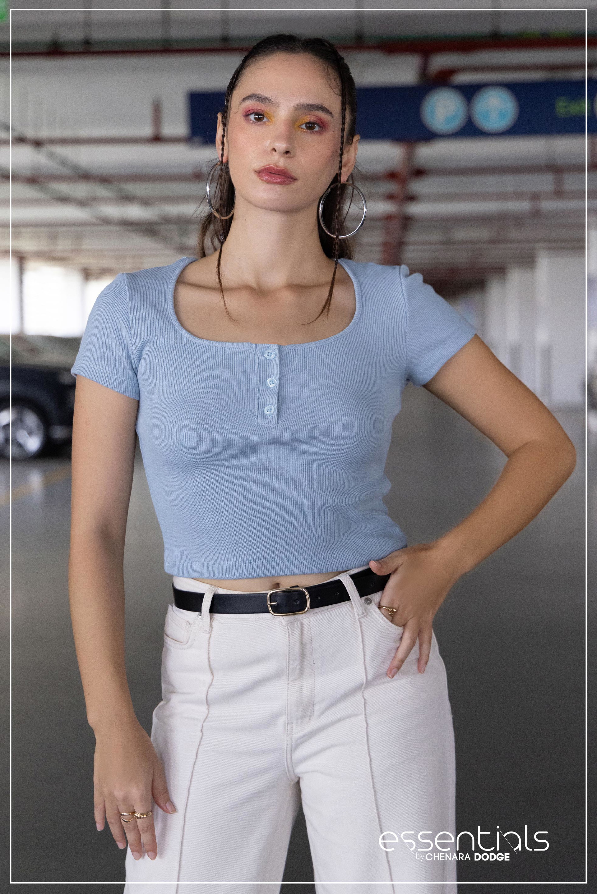 FLORA SQUARE SCOOP NECK RIBBED TOP