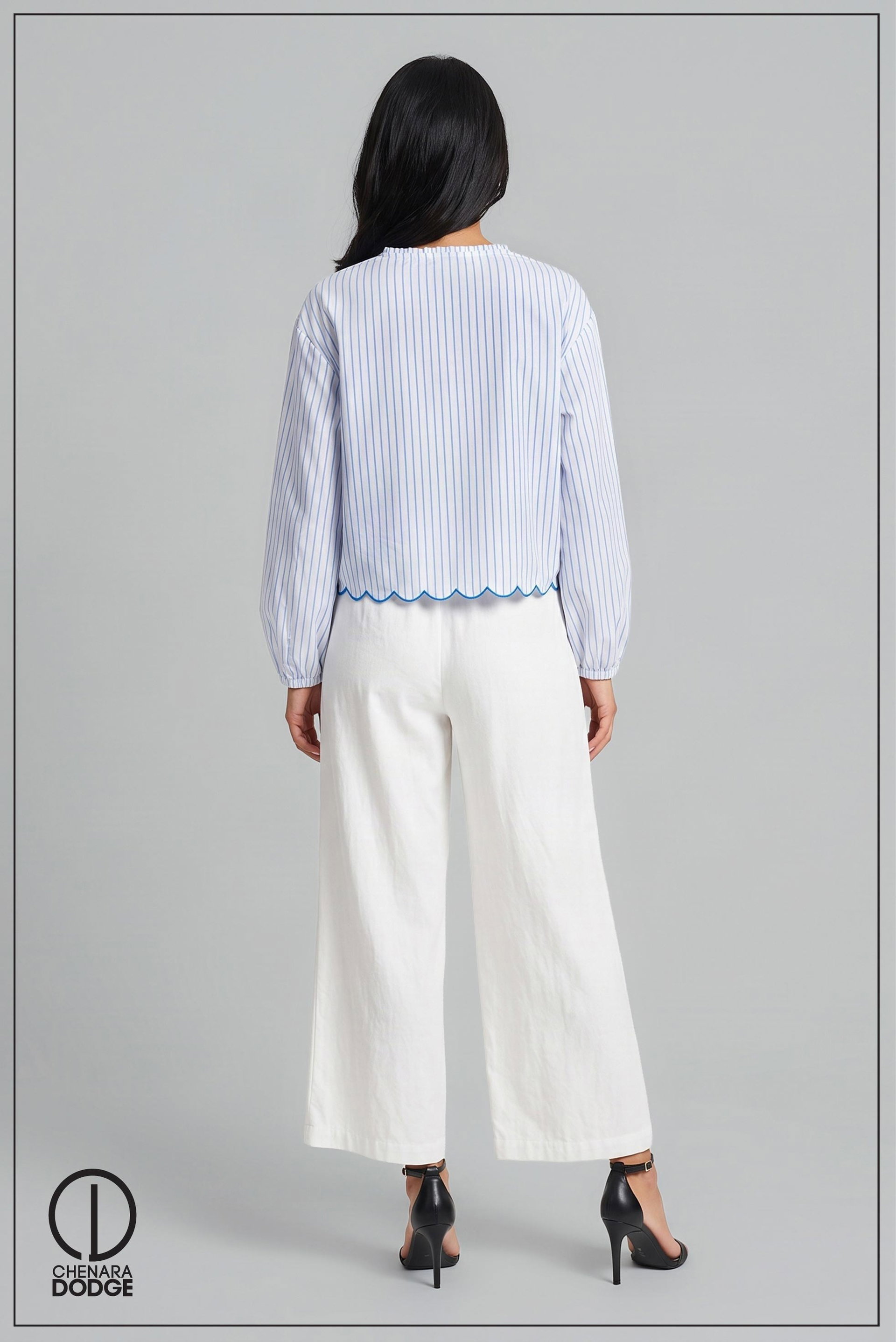 HANNAH LONG SLEEVE EMB TOP