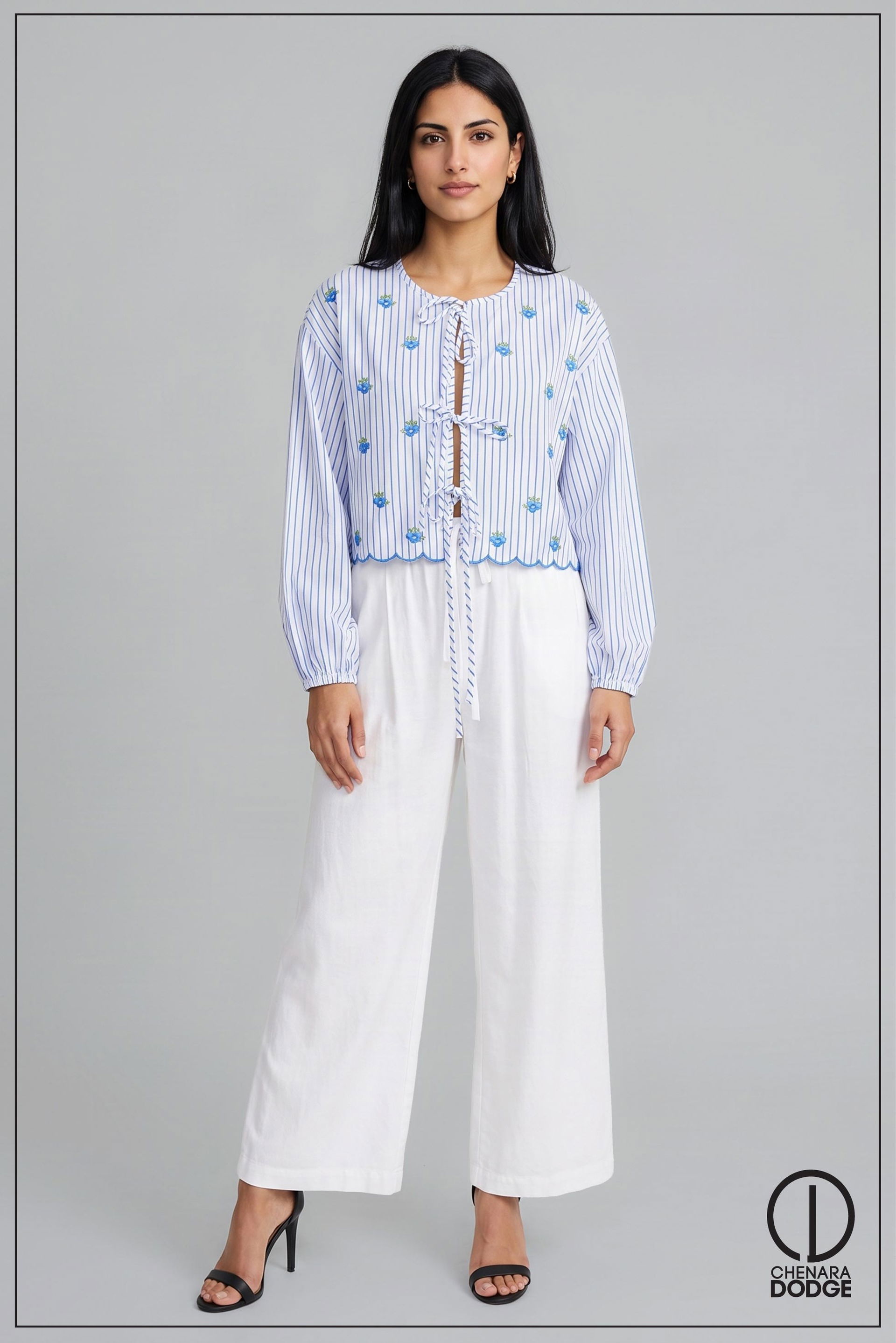 HANNAH LONG SLEEVE EMB TOP 