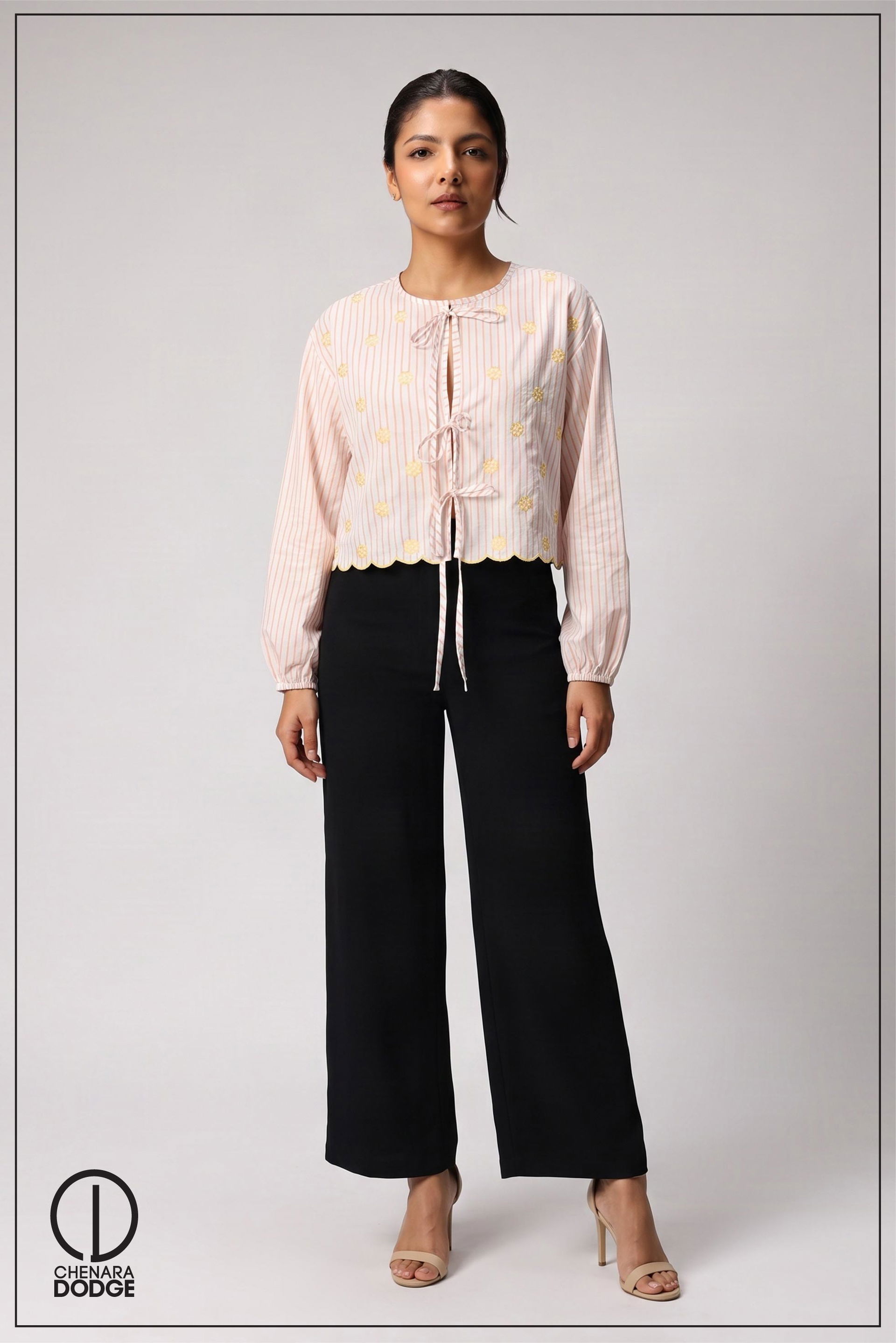 HANNAH LONG SLEEVE EMB TOP