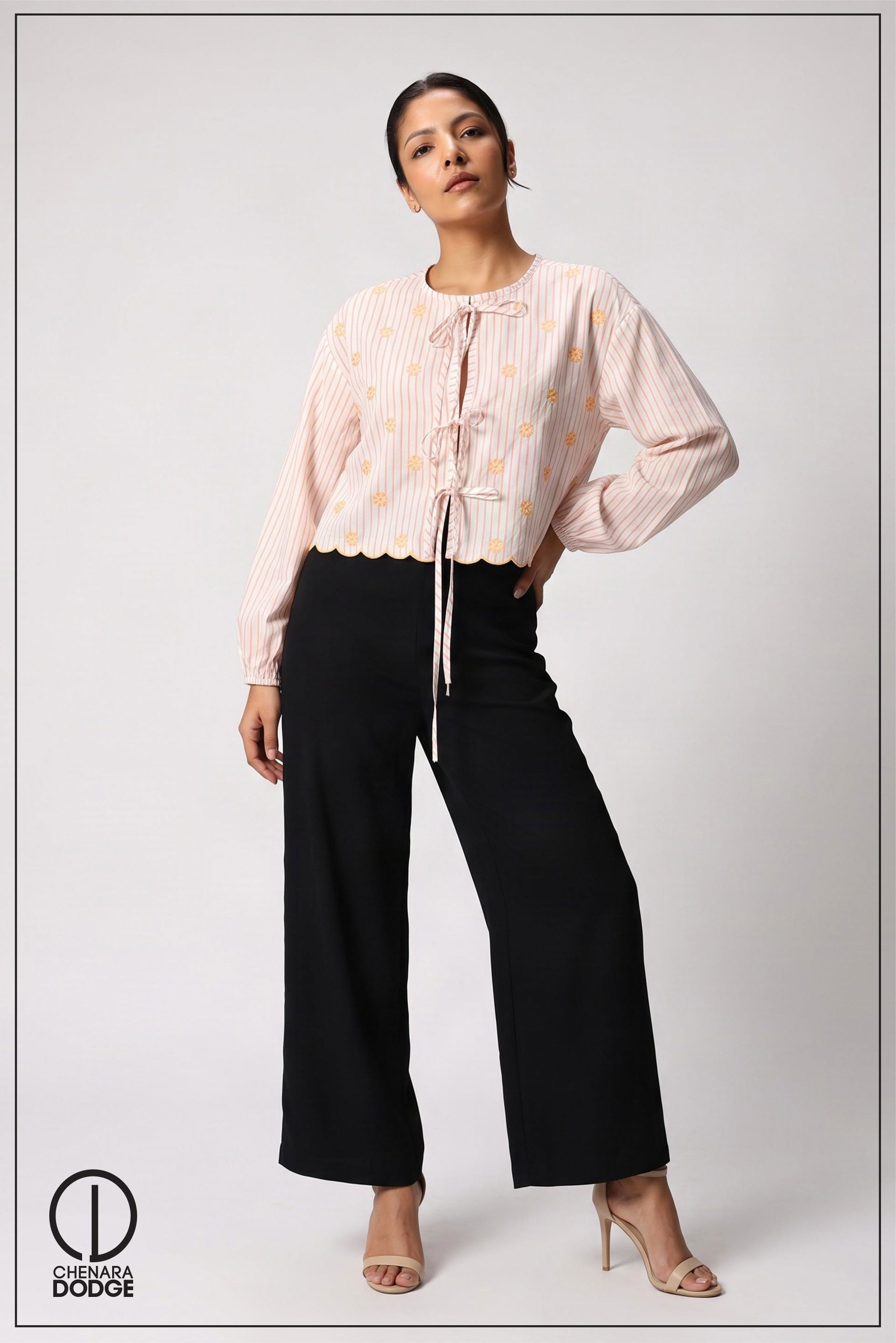 HANNAH LONG SLEEVE EMB TOP