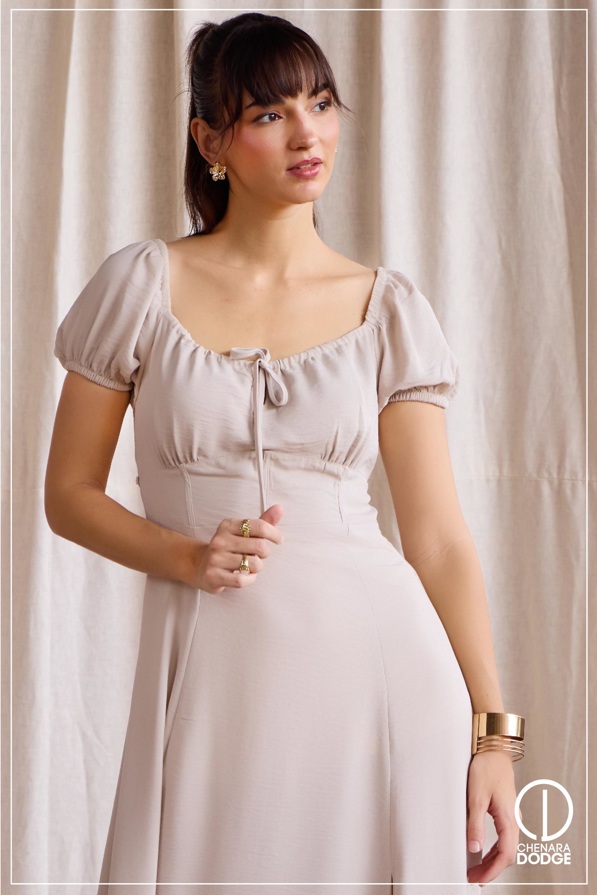HILARIE SQUARE NECK MIDI DRESS