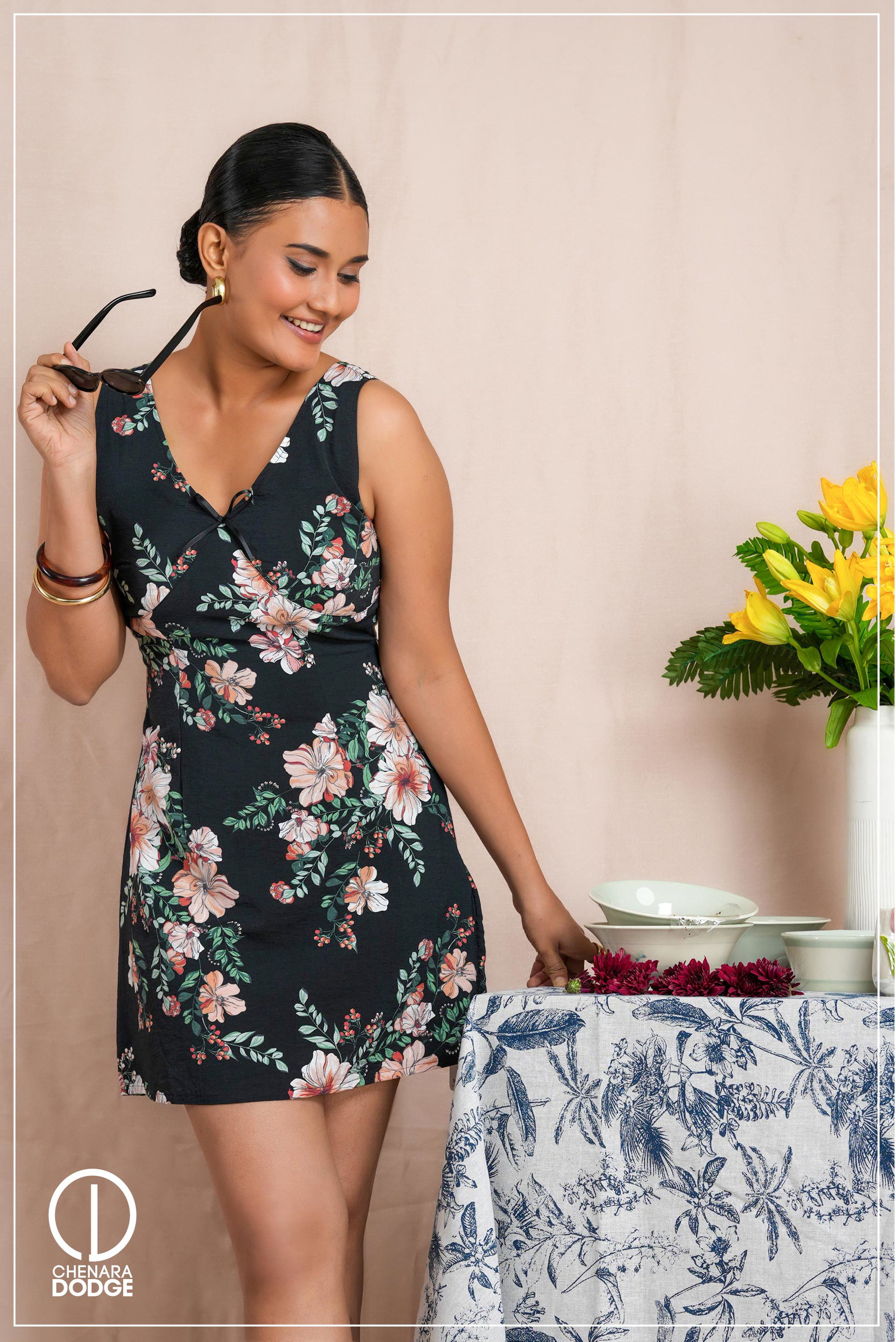HONEY V NECK MINI DRESS