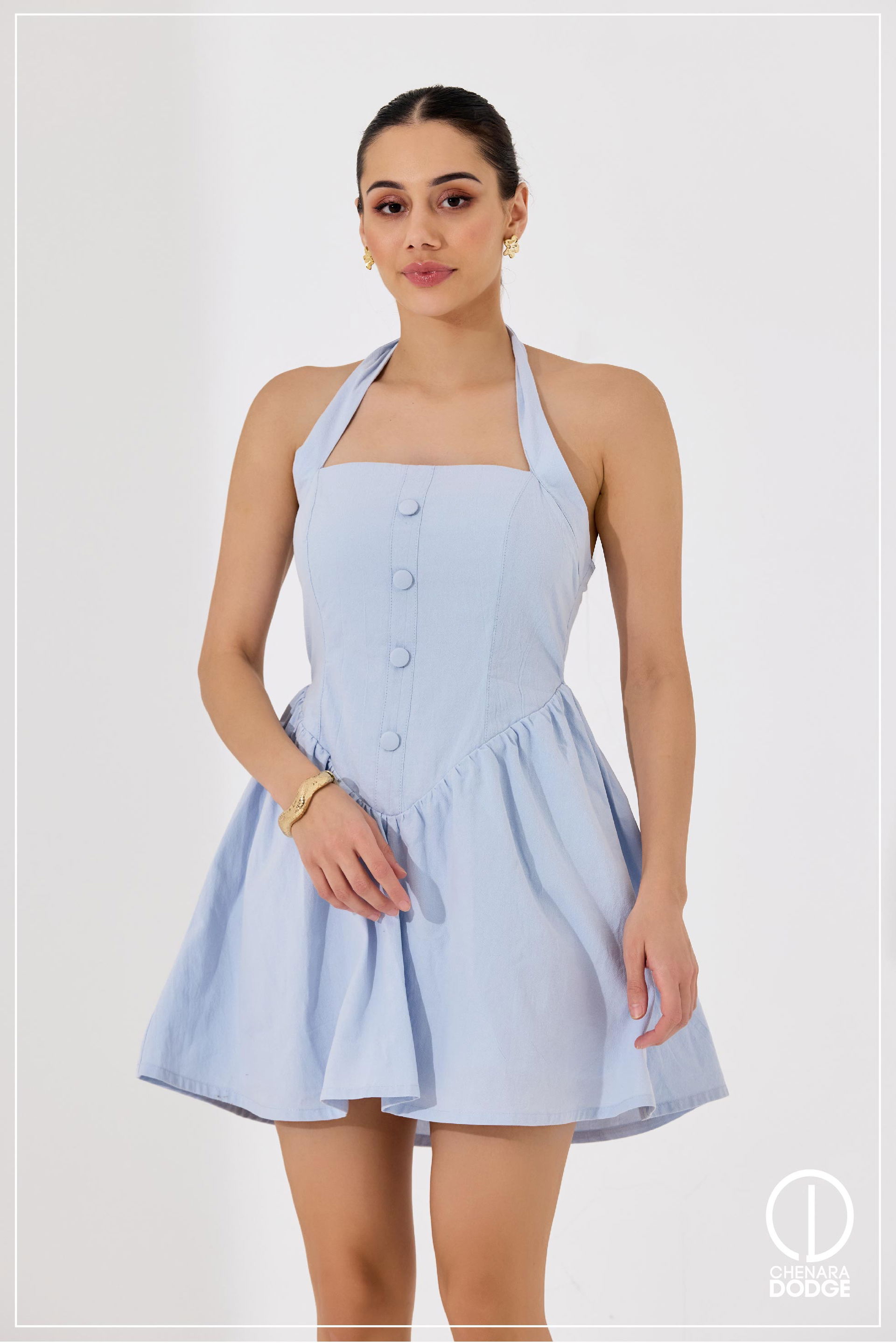 HUDA HALTER NECK  MINI DRESS 