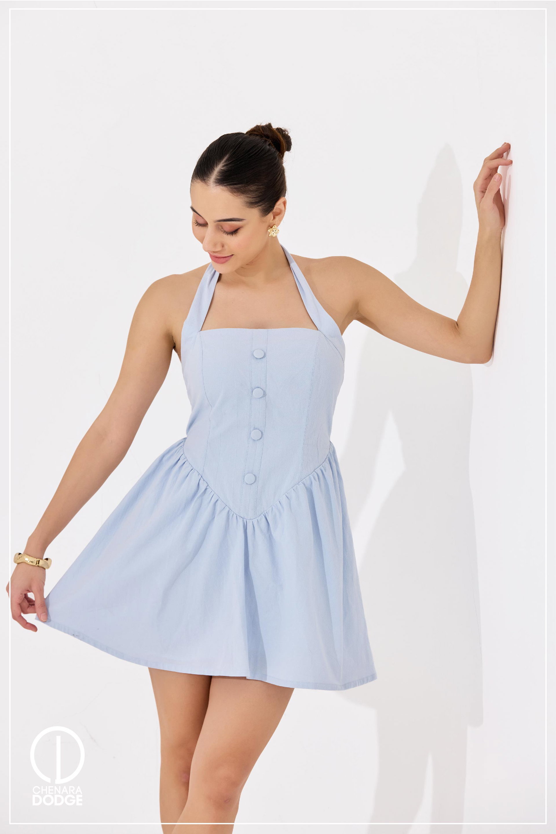 HUDA HALTER NECK  MINI DRESS 