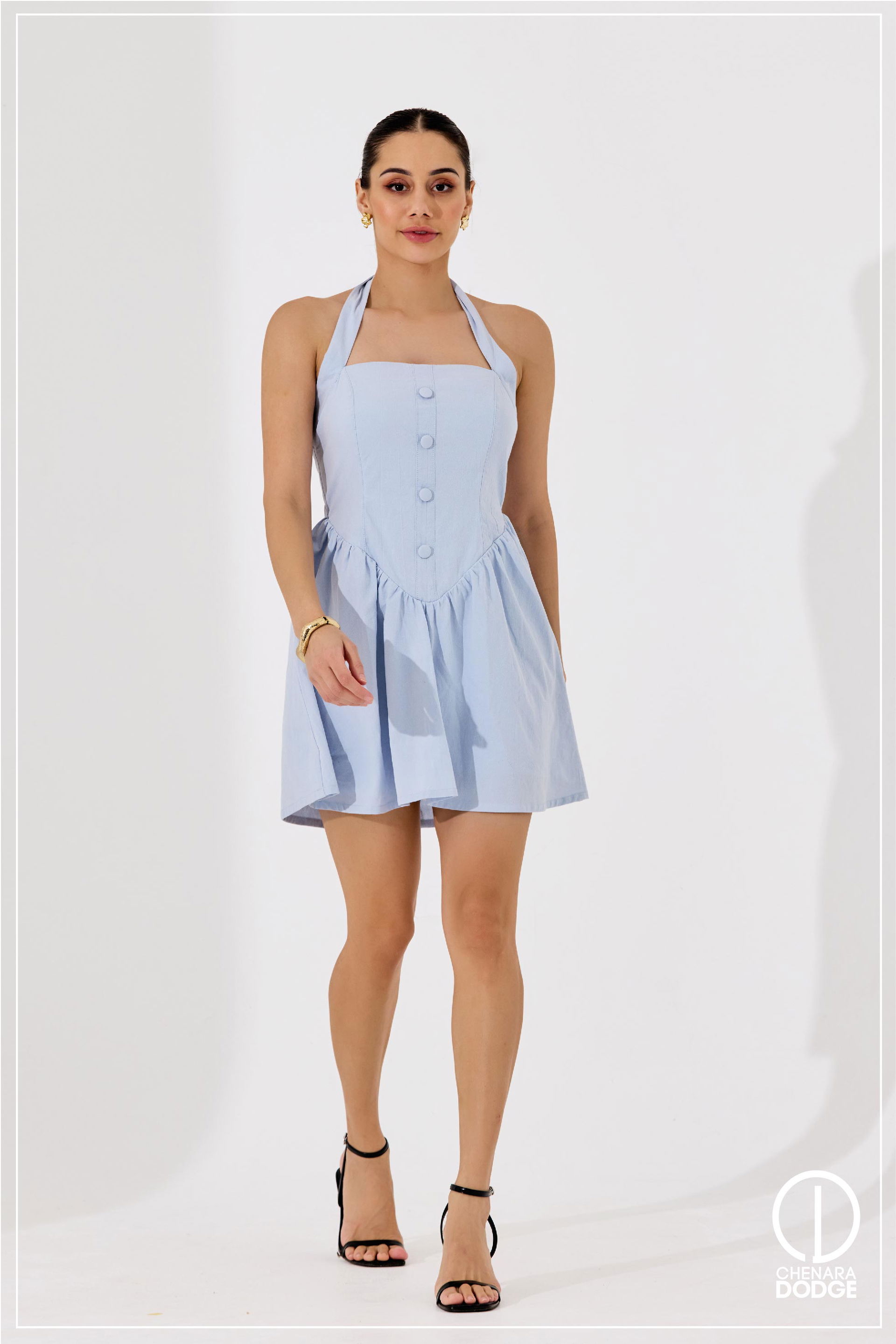 HUDA HALTER NECK  MINI DRESS 