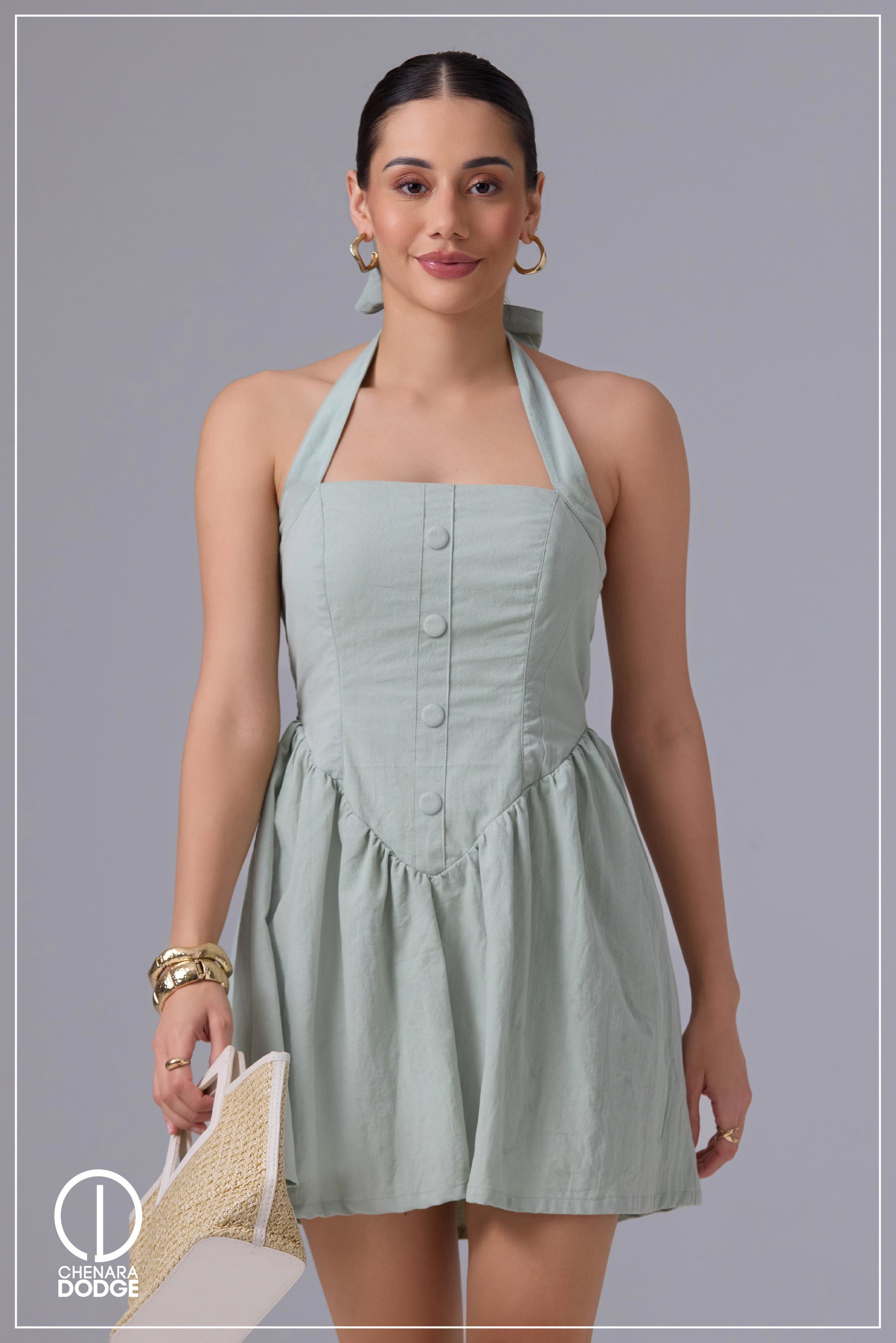 HUDA HALTER NECK MINI DRESS