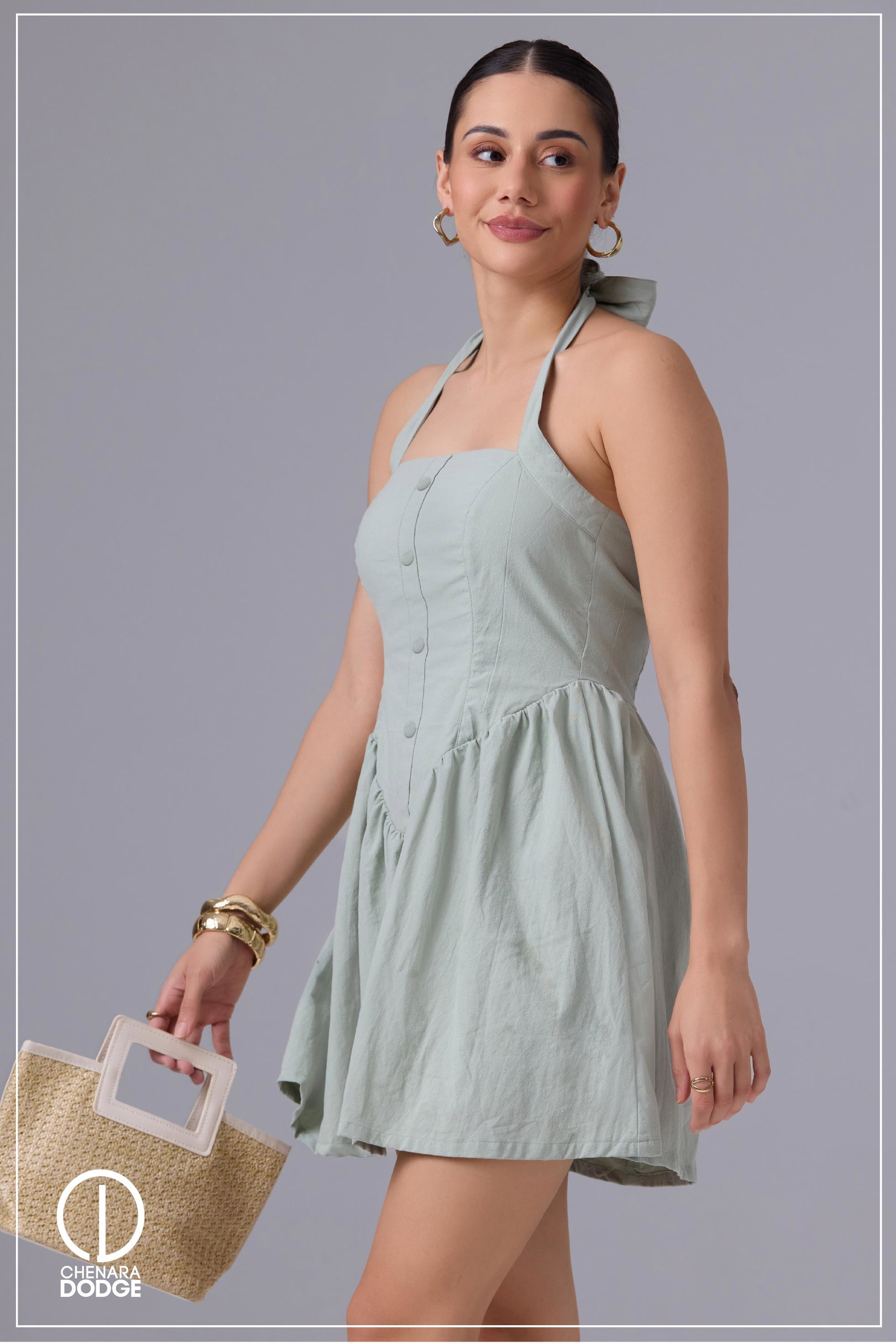 HUDA HALTER NECK MINI DRESS