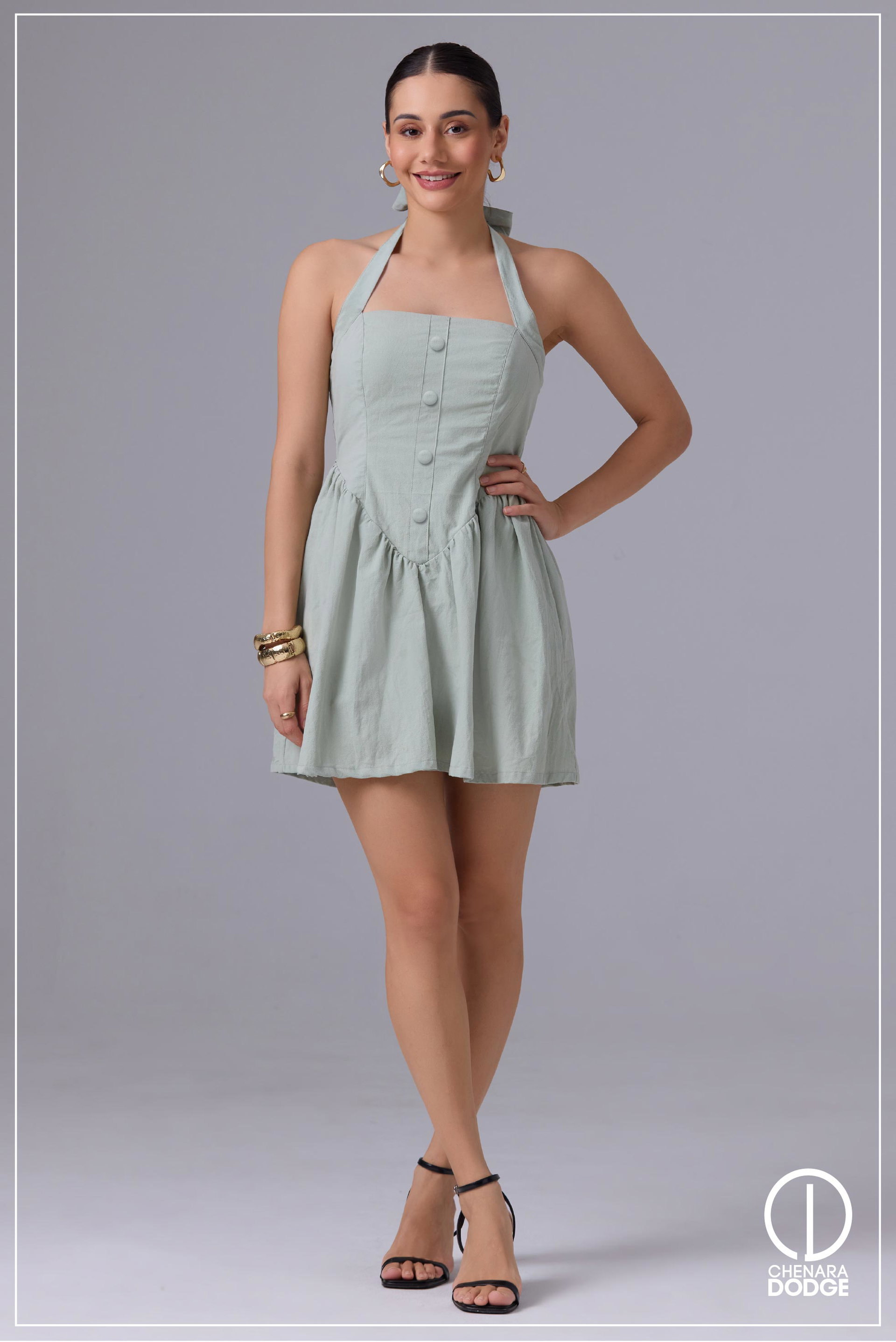 HUDA HALTER NECK MINI DRESS