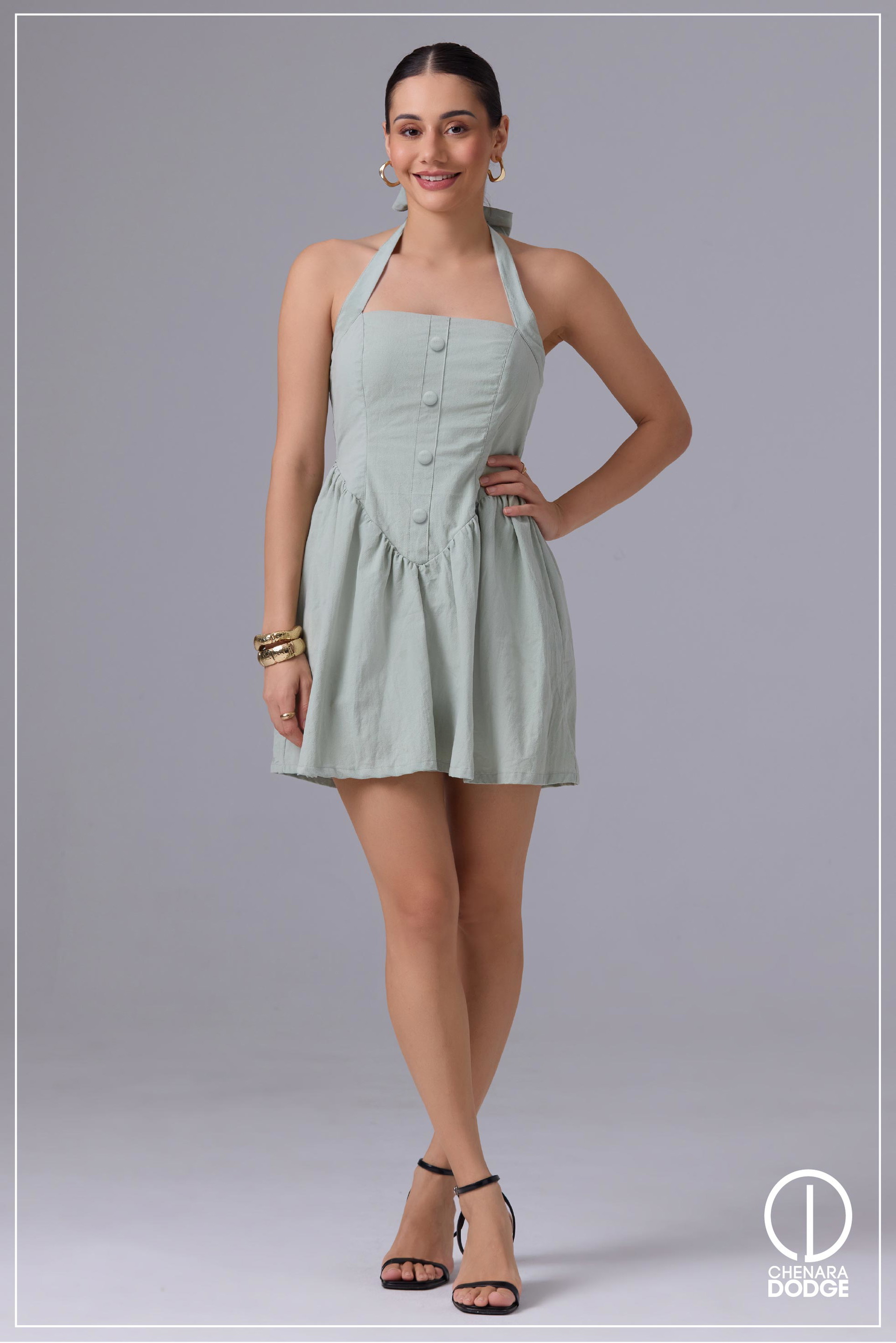 HUDA HALTER NECK MINI DRESS