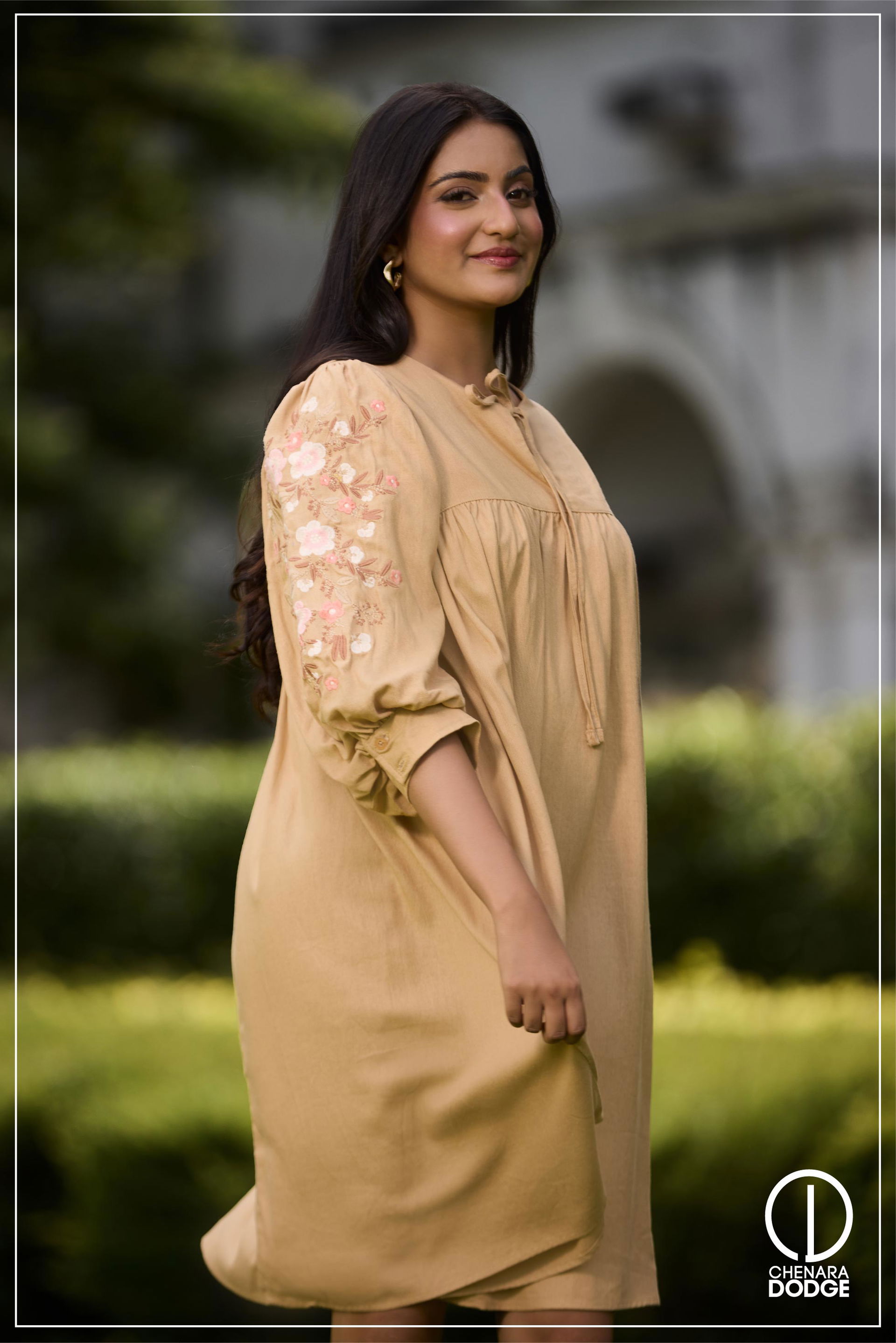 JADE PUFF SLEEVES EMB MINI DRESS
