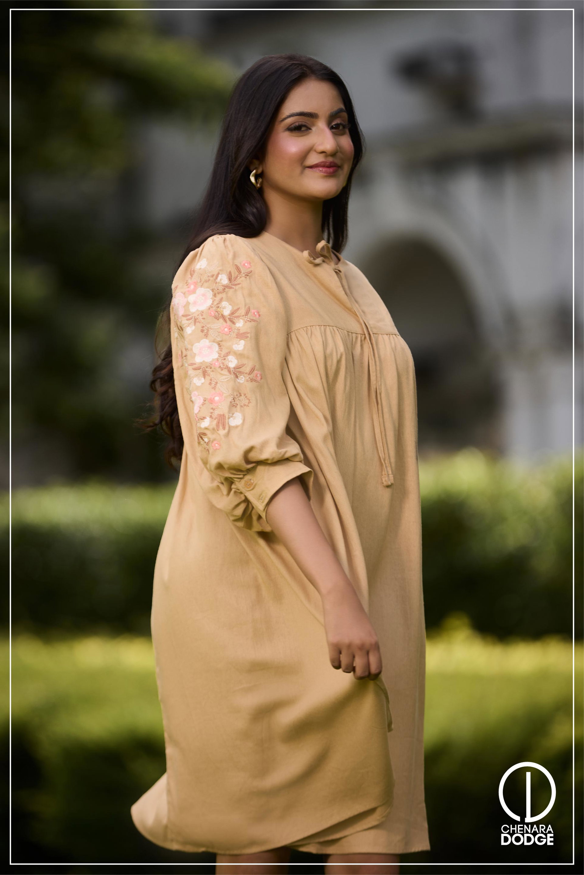 JADE PUFF SLEEVES EMB MINI DRESS