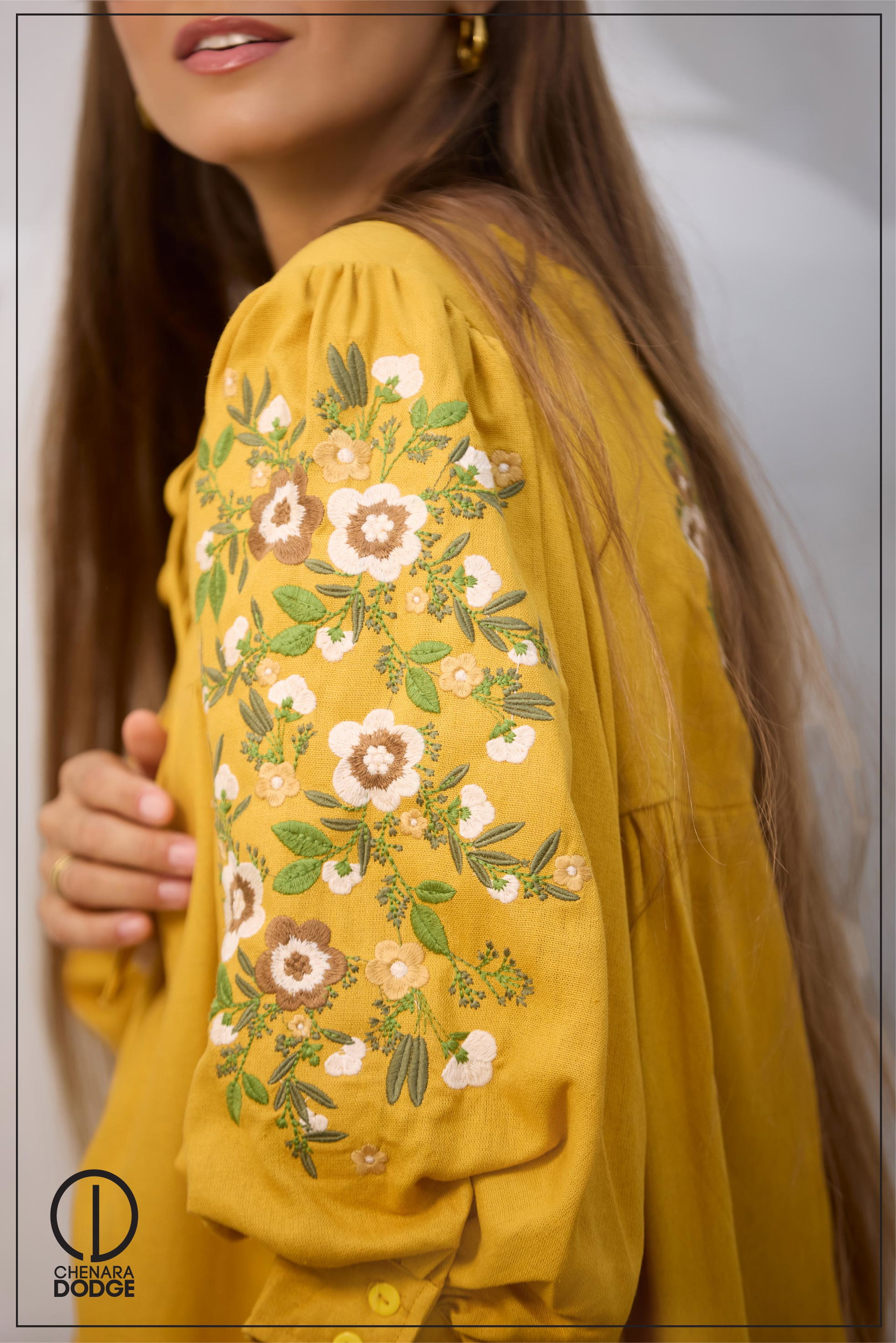JADE PUFF SLEEVES EMB MINI DRESS