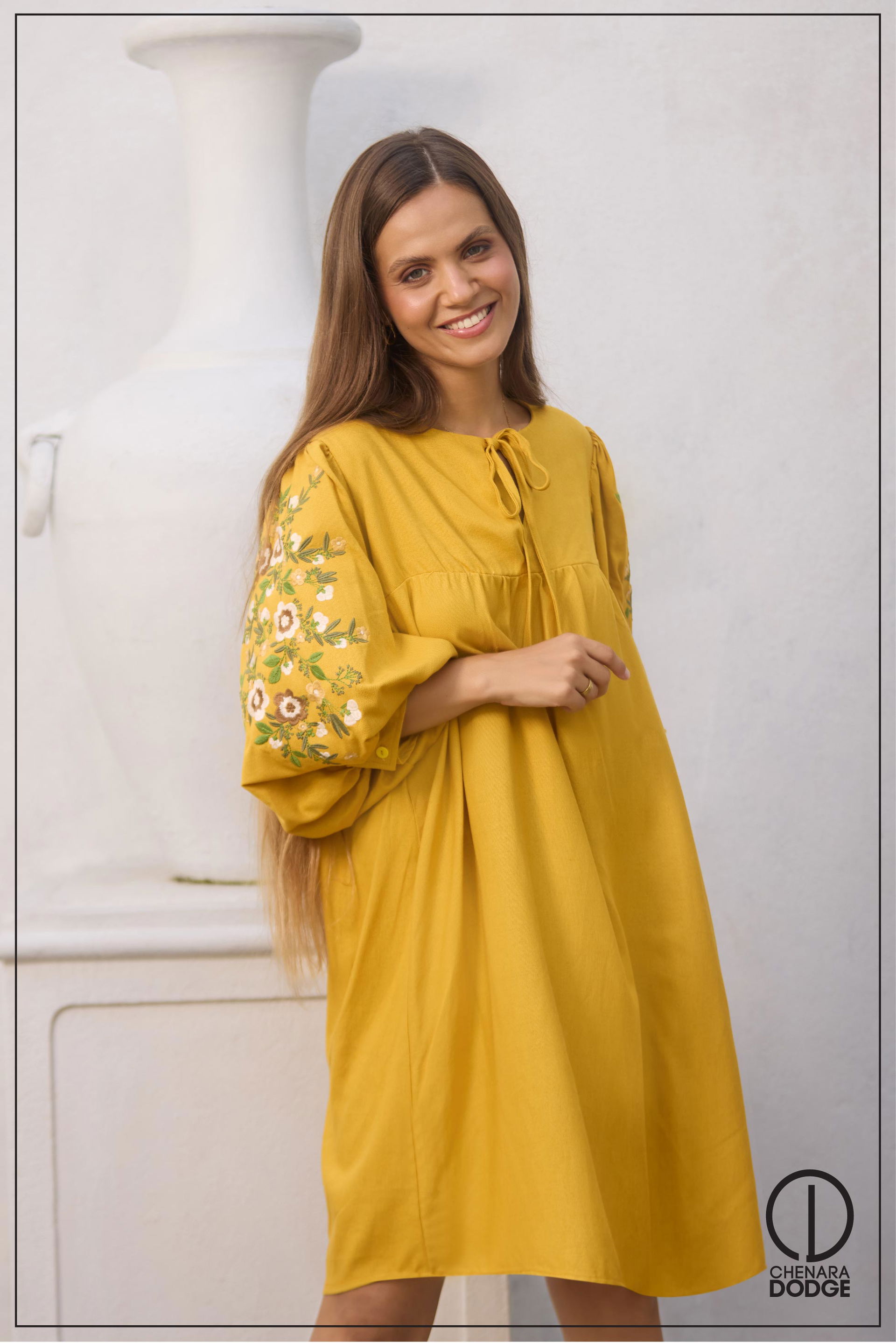 JADE PUFF SLEEVES EMB MINI DRESS