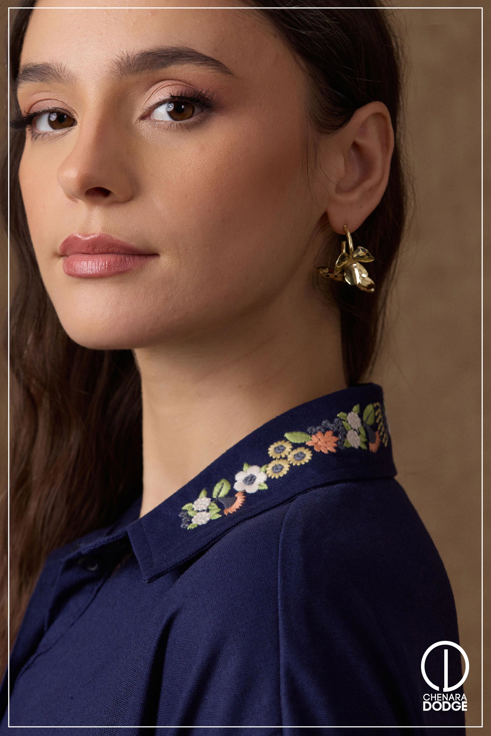 JANICE EMB COLLAR MINI DRESS